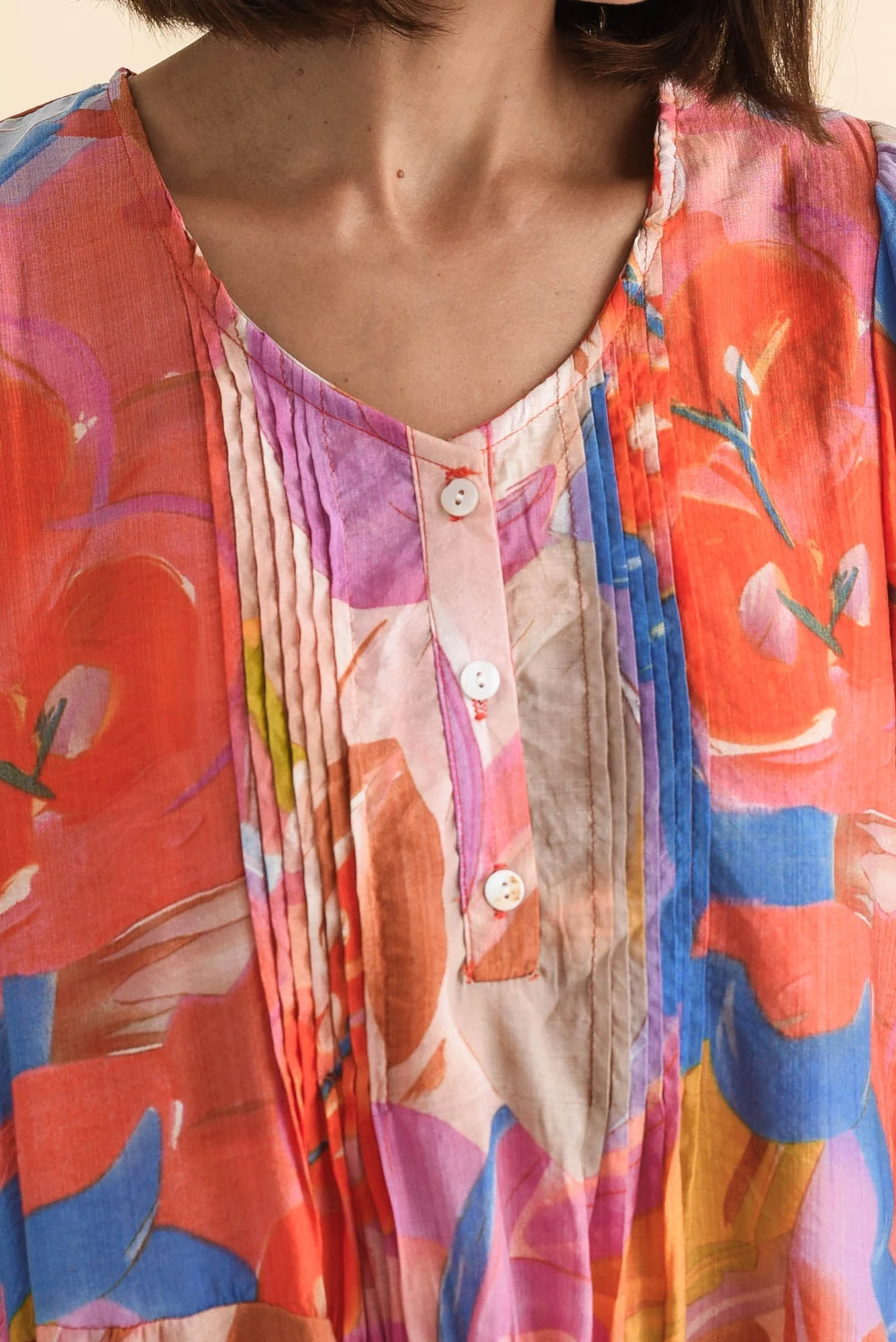 Esta Rust Abstract Sleeved Dress - Image 5