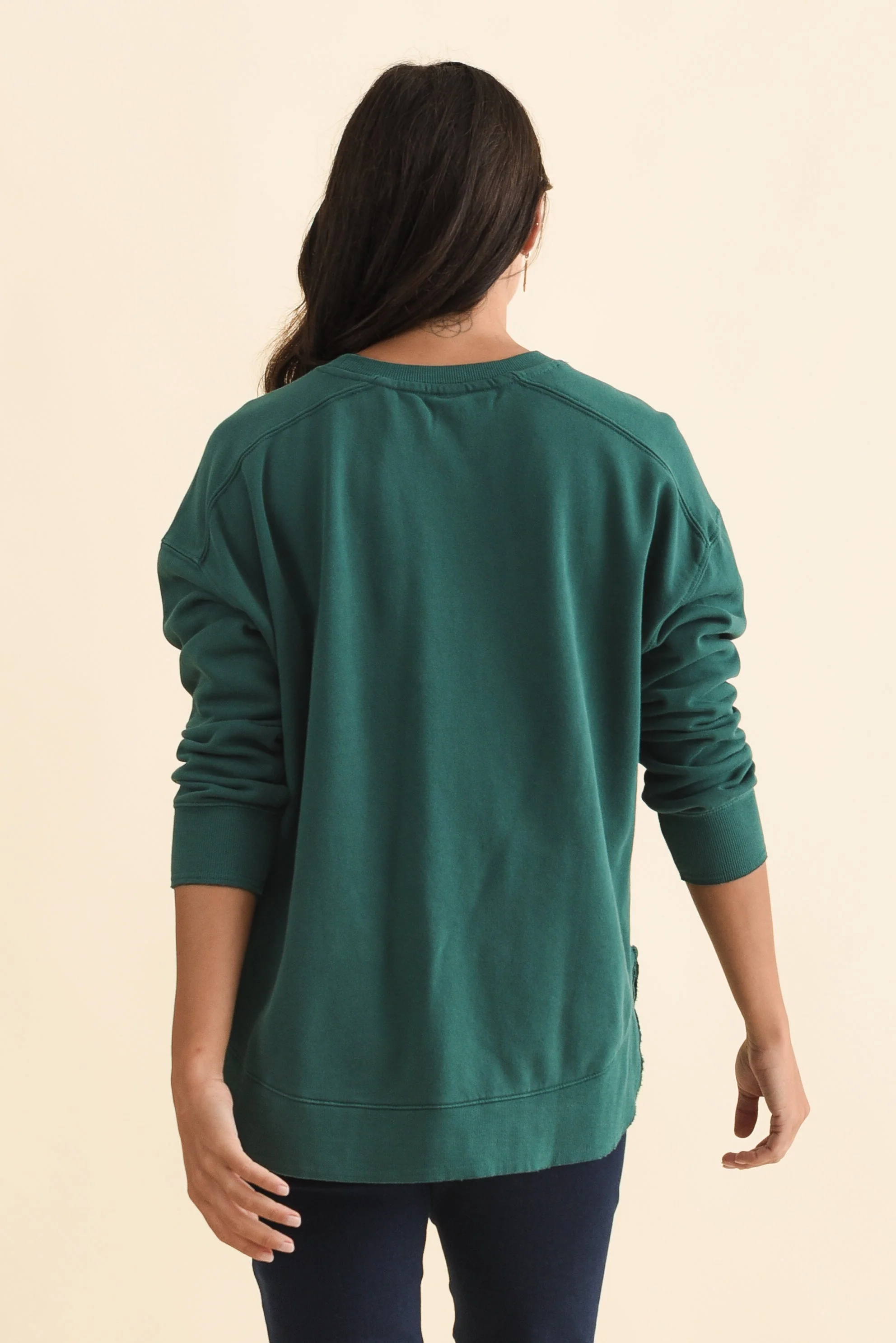Established Teal Cotton Crewneck Sweatshirt - Image 4