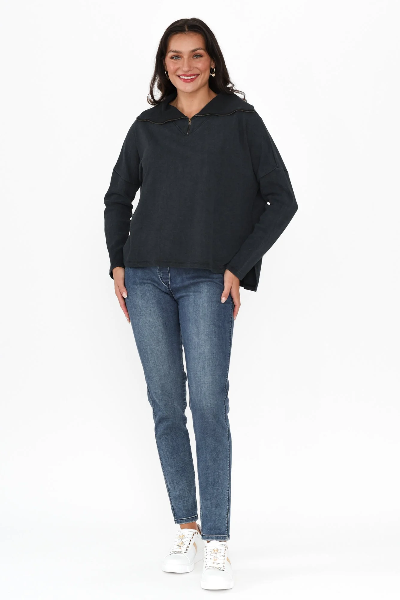 Etna Black Half Zip Sweatshirt - Image 3