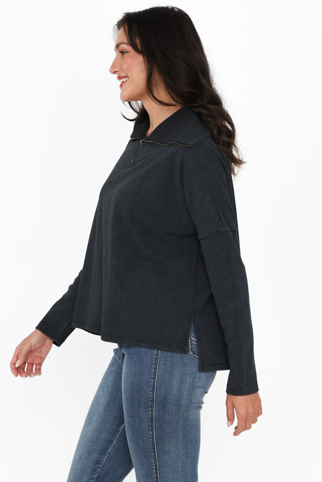 Etna Black Half Zip Sweatshirt - Image 4