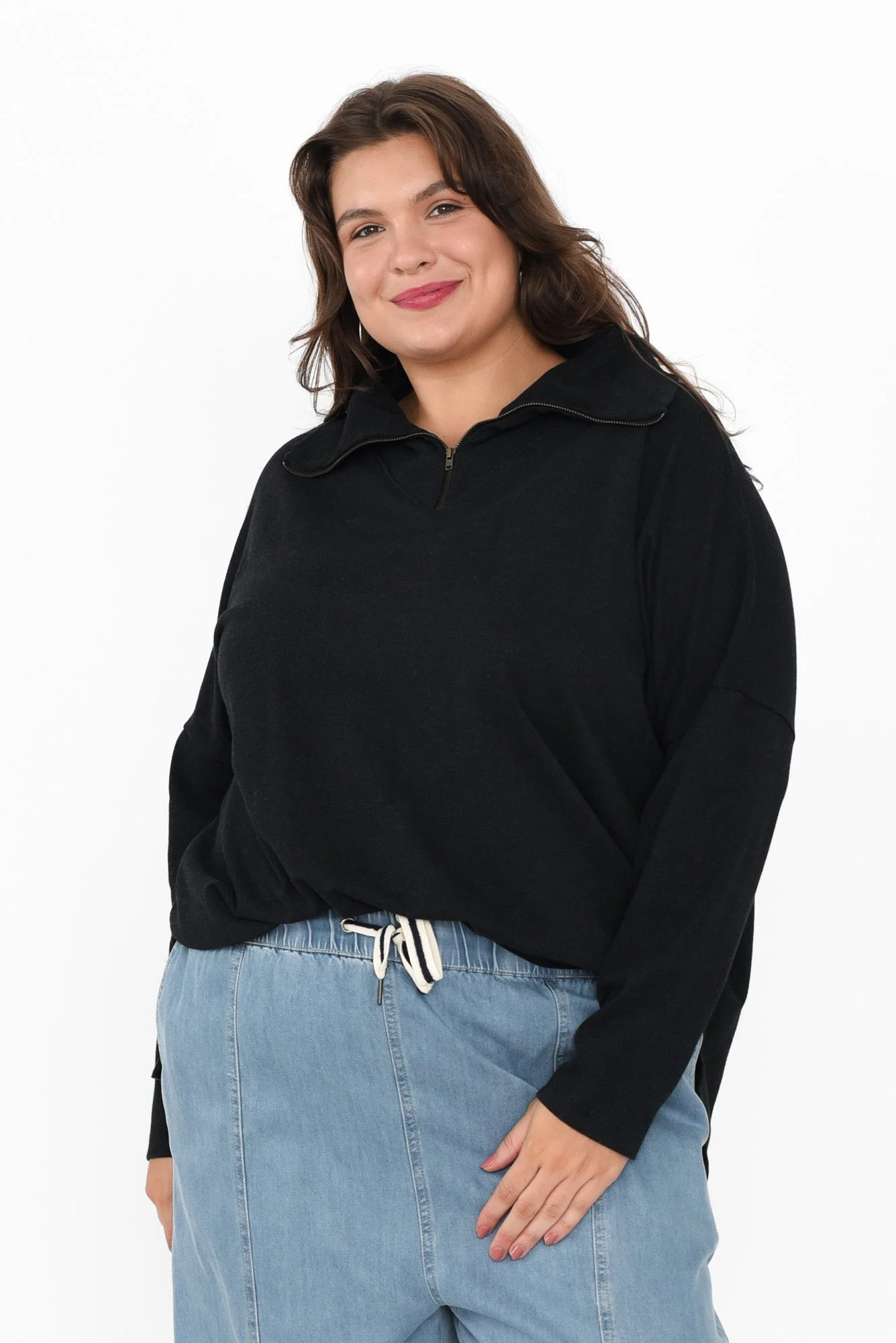 Etna Black Half Zip Sweatshirt - Image 8