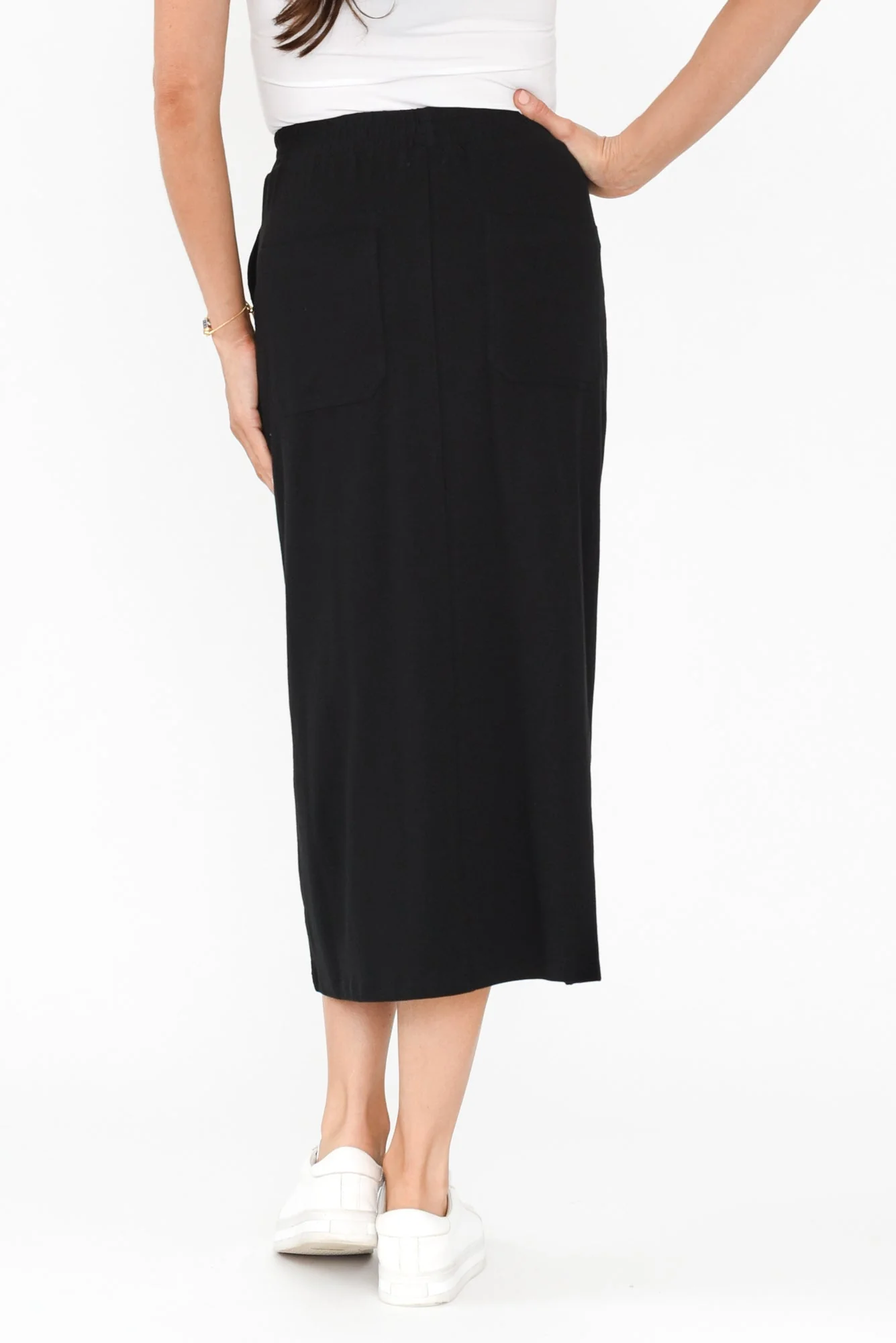 Etta Black Cotton Pocket Skirt - Image 6
