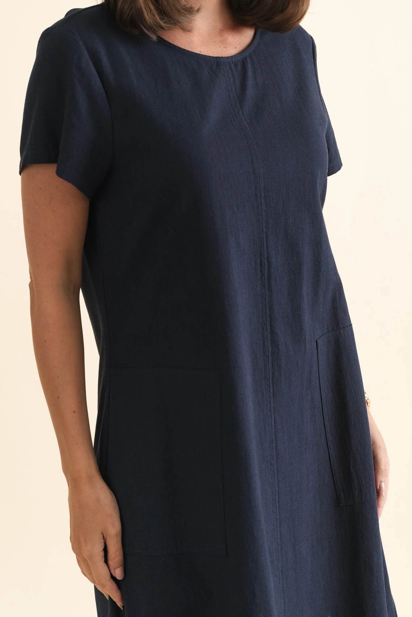 Etty Navy Splice Cotton Blend Tee Dress - Image 5