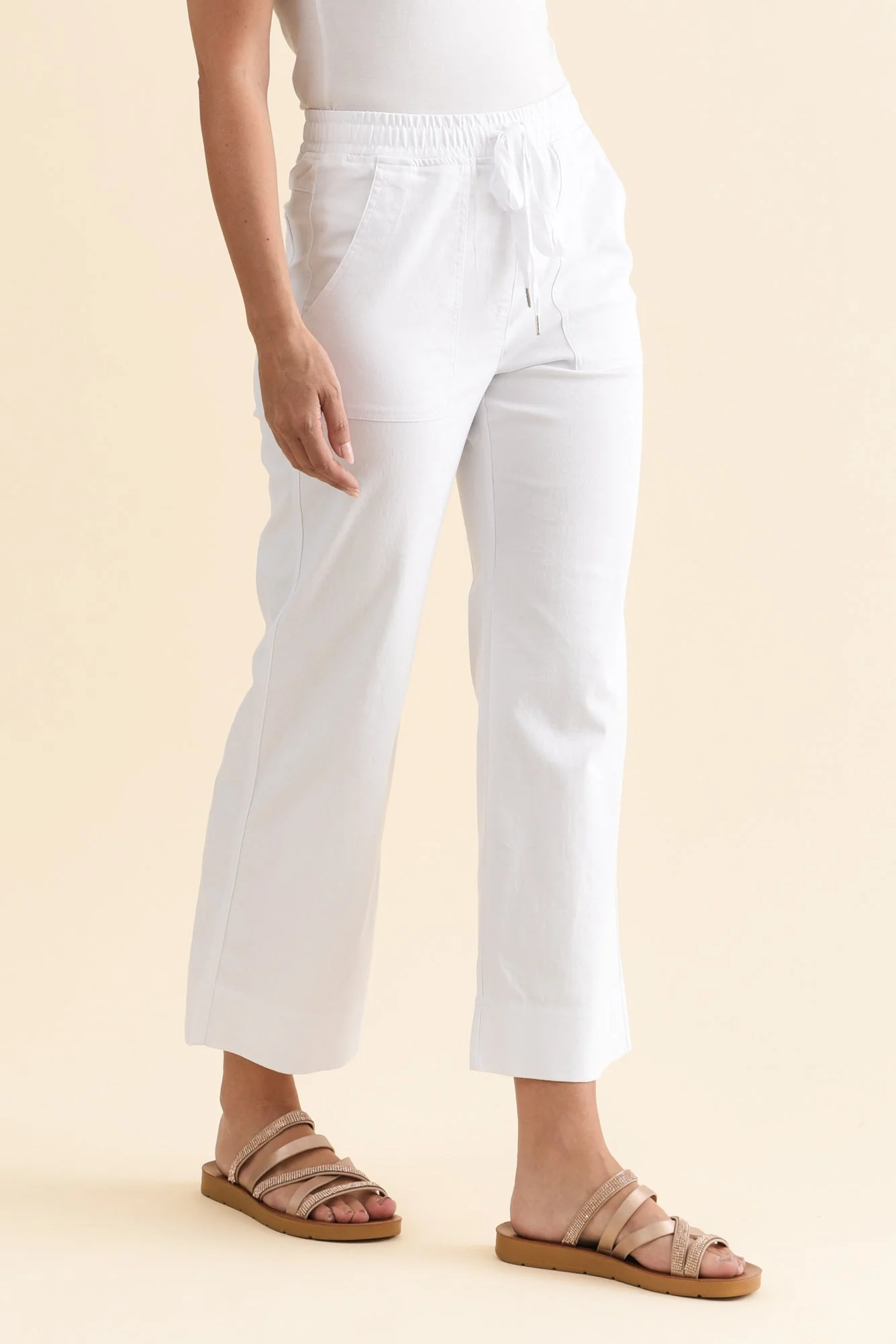 Eugenie White Drawstring Pants - Image 3