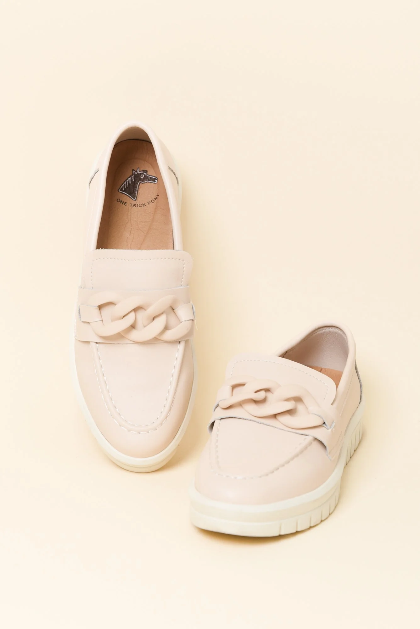 Euston Nude Leather Chain Loafer - Image 2