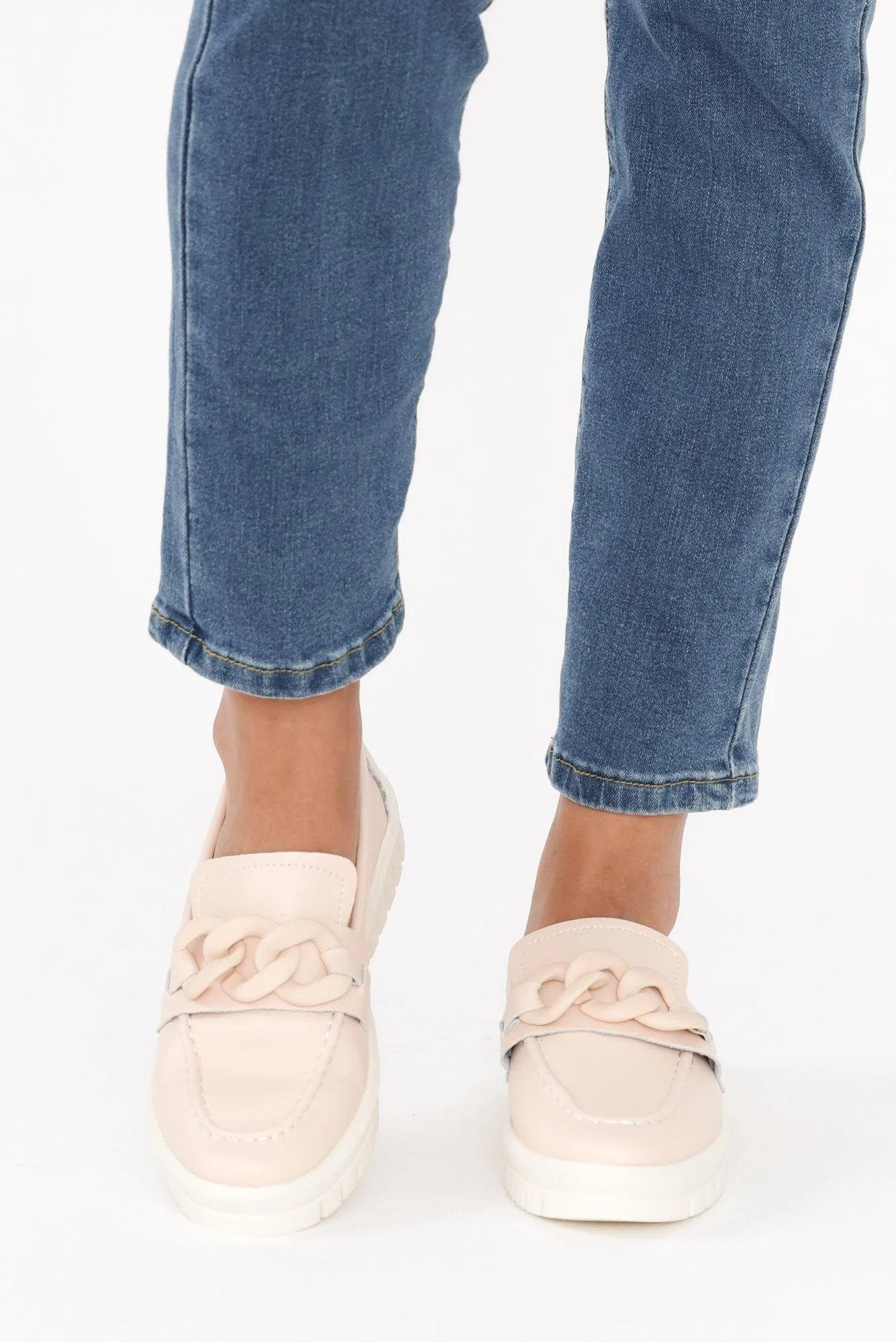Euston Nude Leather Chain Loafer - Image 7