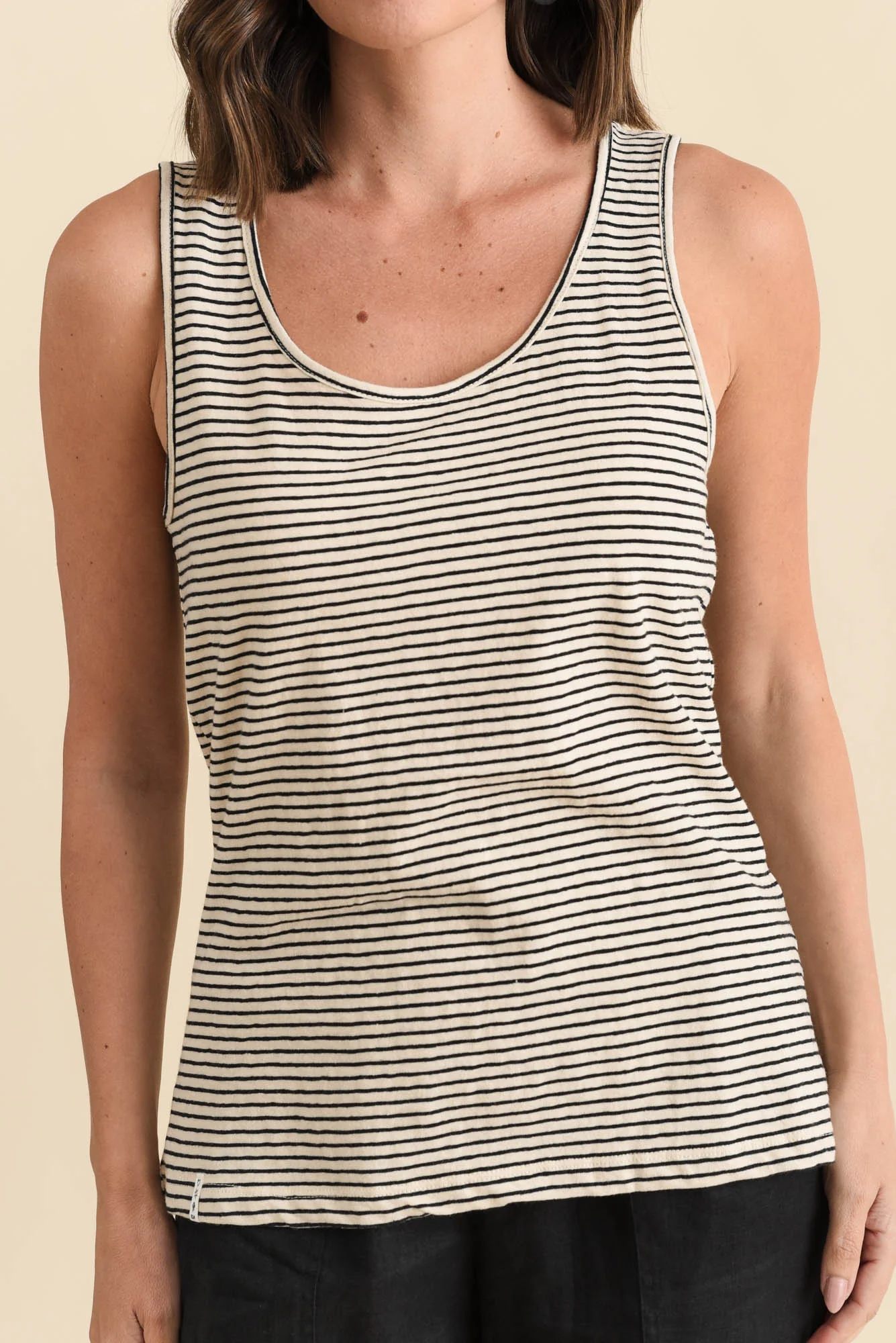 Evie Black Stripe Cotton Linen Tank - Image 6