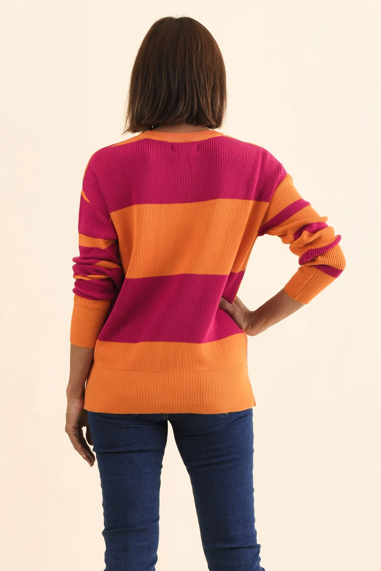 Evolet Orange Stripe Organic Cotton Knit Jumper - Image 4
