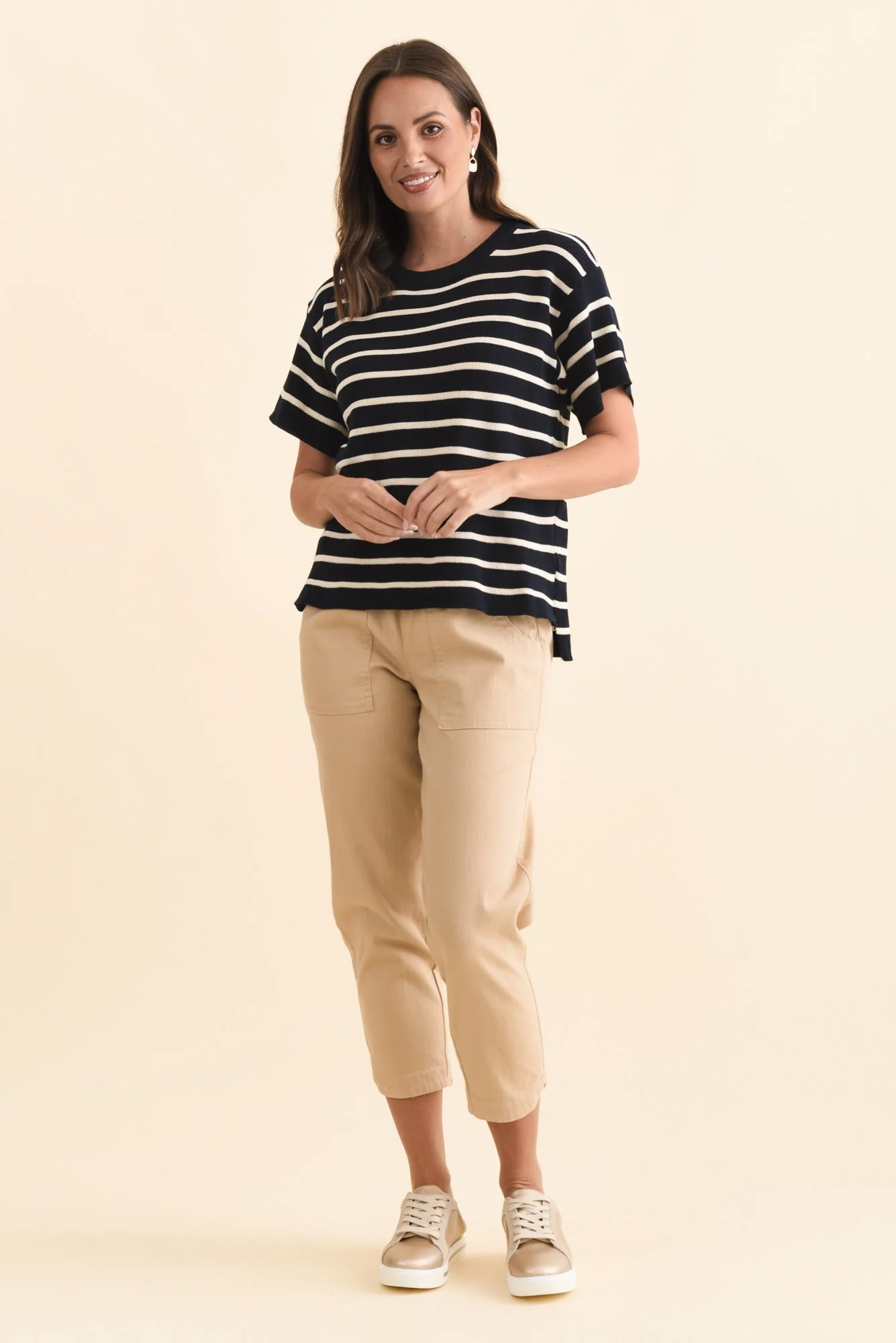 Fabian Navy Stripe Cotton Knit Top - Image 6