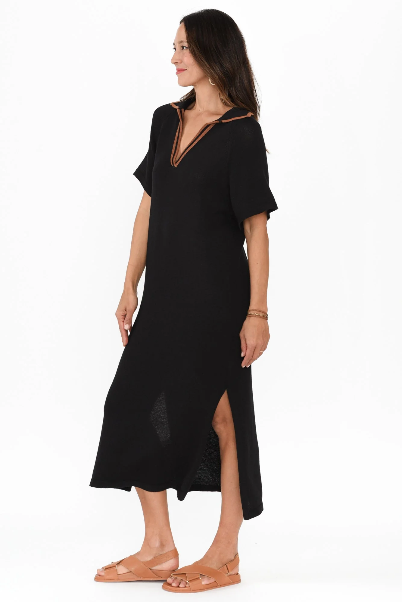 Fabiola Black Contrast Knit Dress - Image 4