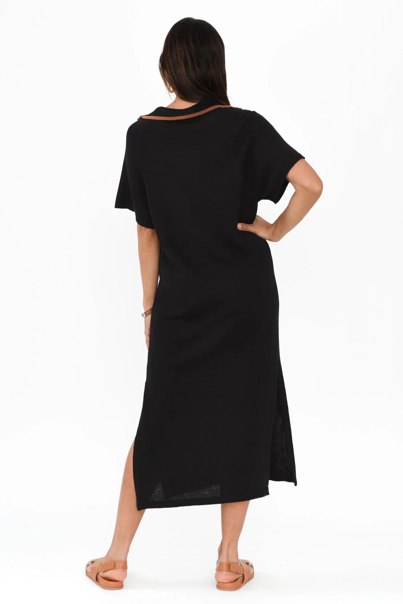 Fabiola Black Contrast Knit Dress - Image 5