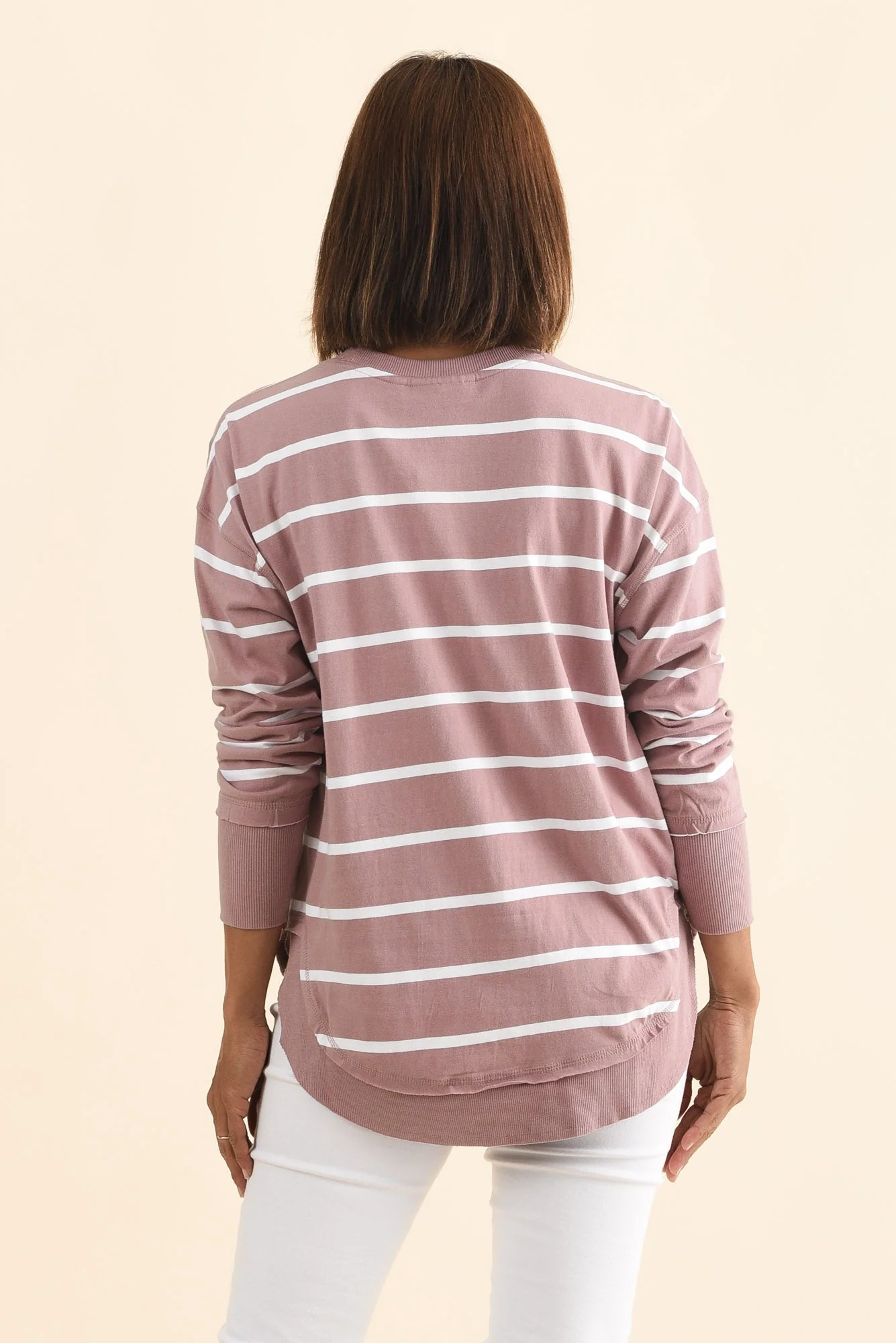 Farrah Blush Stripe Cotton Long Sleeve Top - Image 4