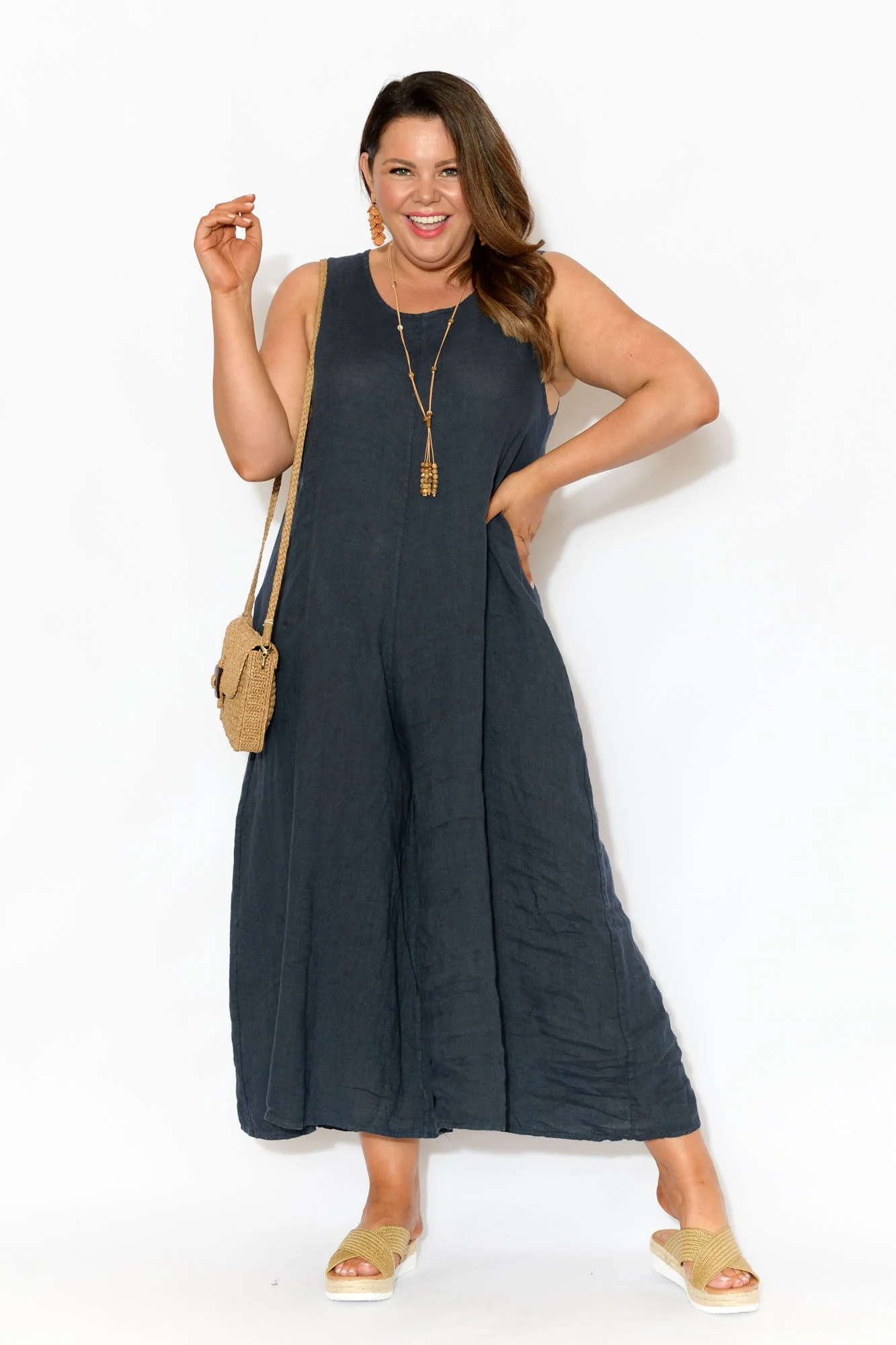 Fay Navy Linen Jumpsuit - Image 10