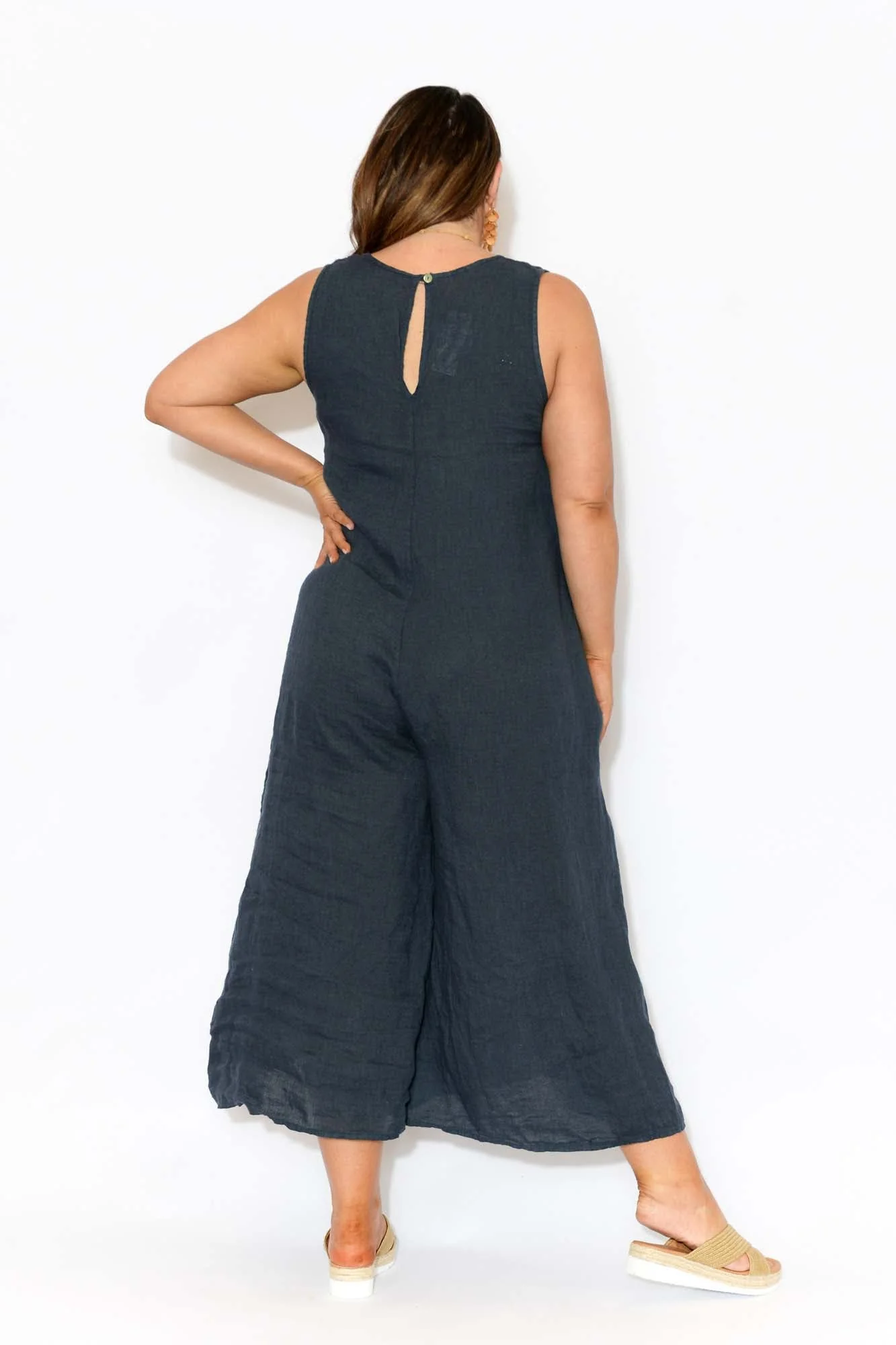 Fay Navy Linen Jumpsuit - Image 11