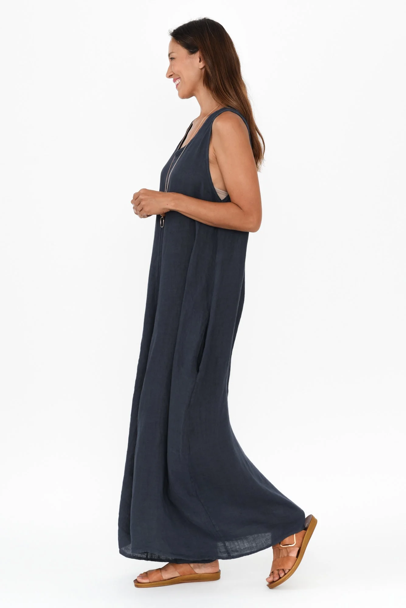 Fay Navy Linen Jumpsuit - Image 3