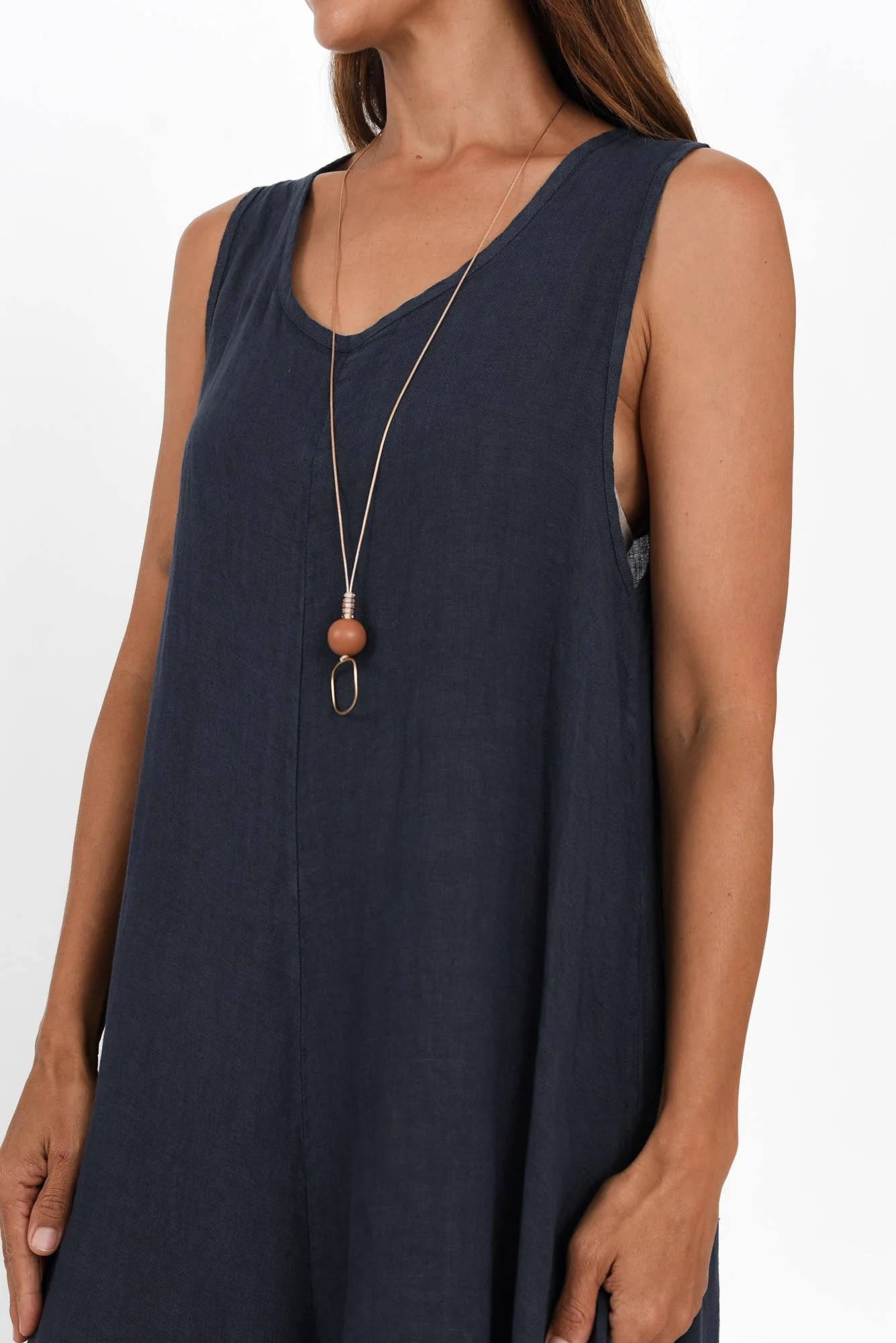 Fay Navy Linen Jumpsuit - Image 5
