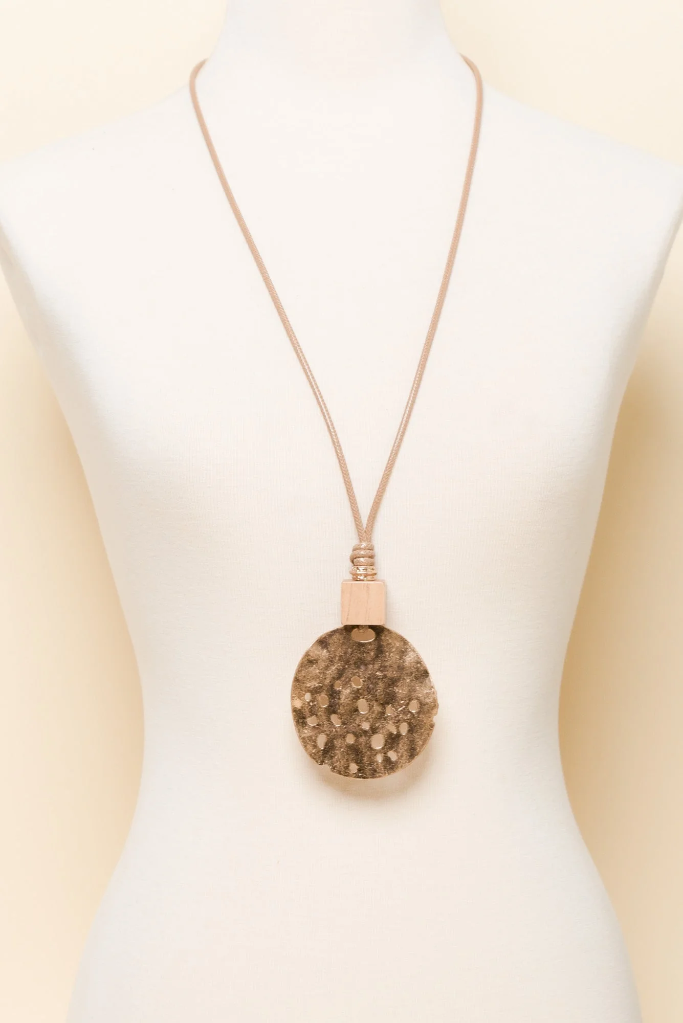 Faye Natural Disc Pendant Necklace - Image 2