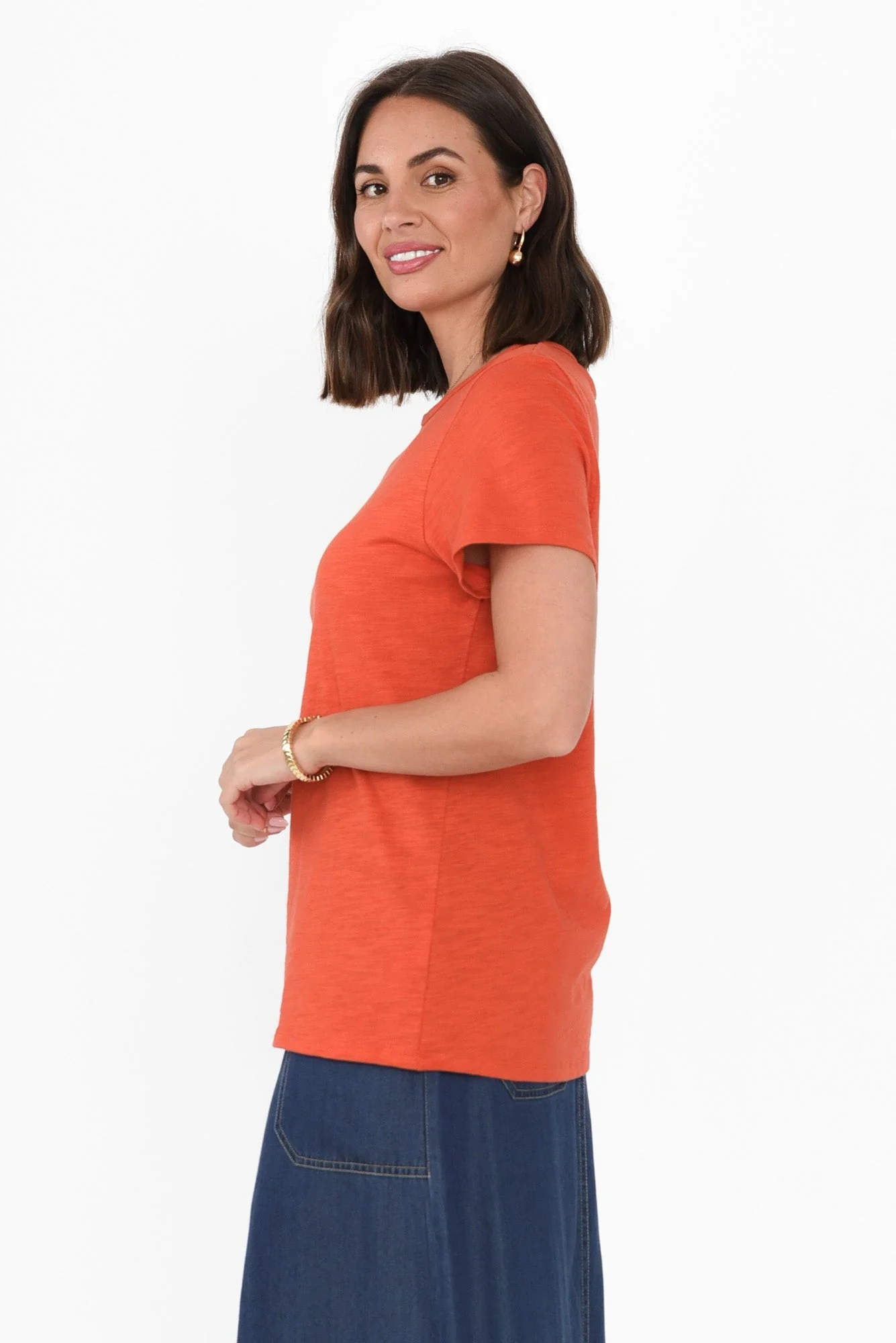 Felicity Orange Cotton Tee - Image 3
