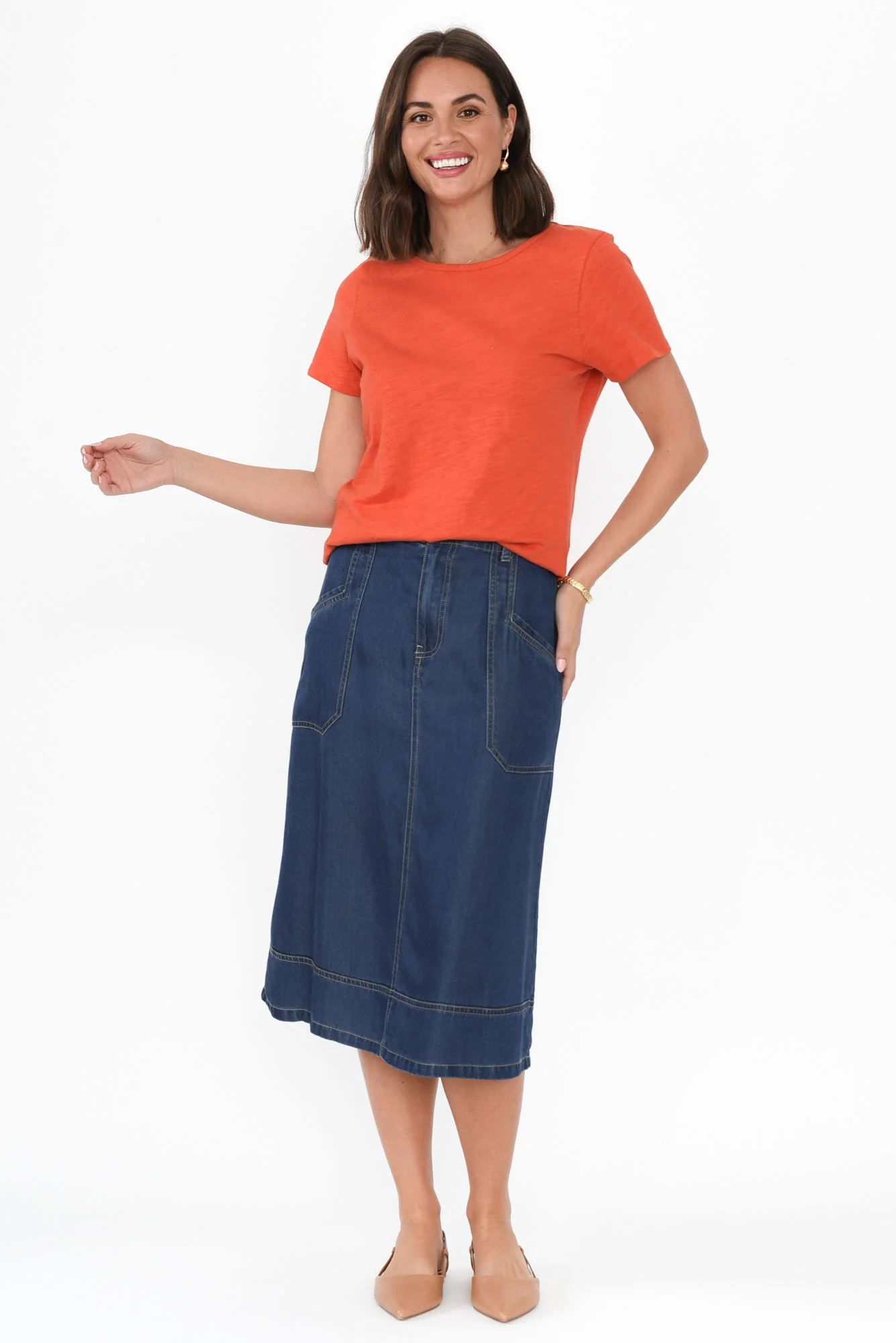 Felicity Orange Cotton Tee - Image 6