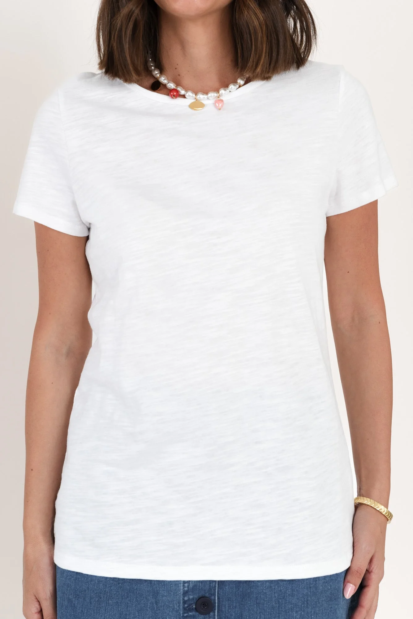 Felicity White Cotton Tee - Image 5
