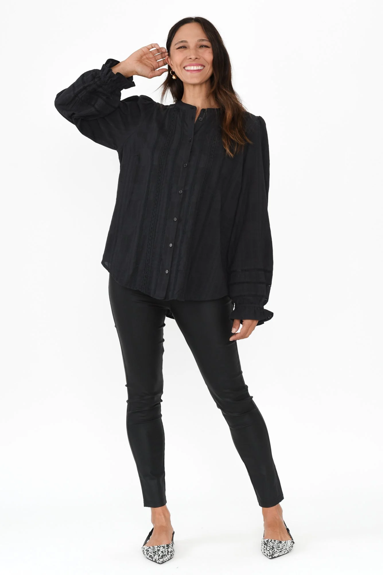 Fennel Black Cotton Blouse - Image 6