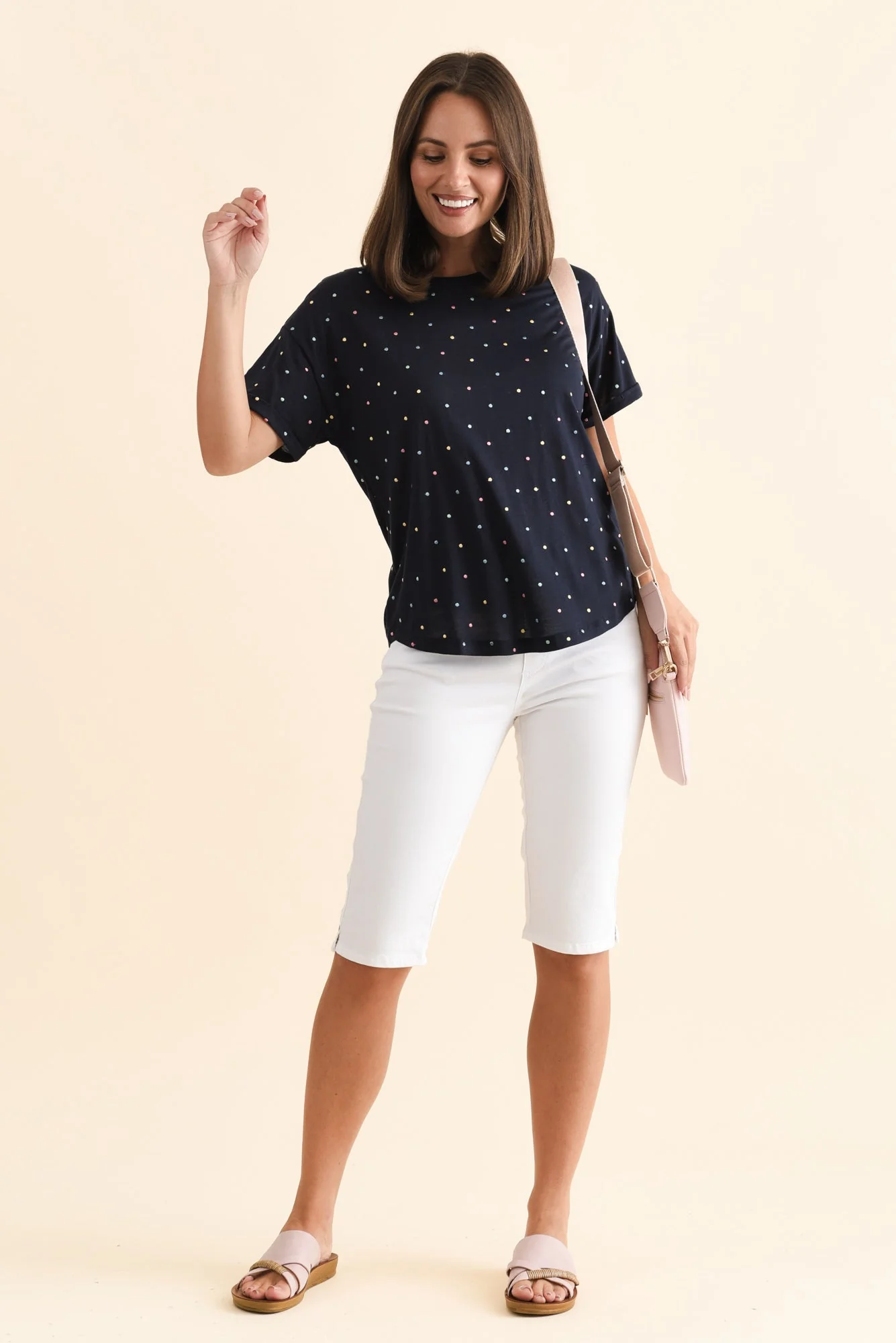 Festive Navy Spot Tee - Image 2