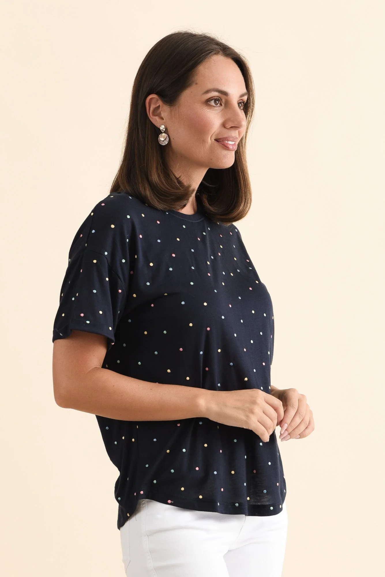 Festive Navy Spot Tee - Image 3