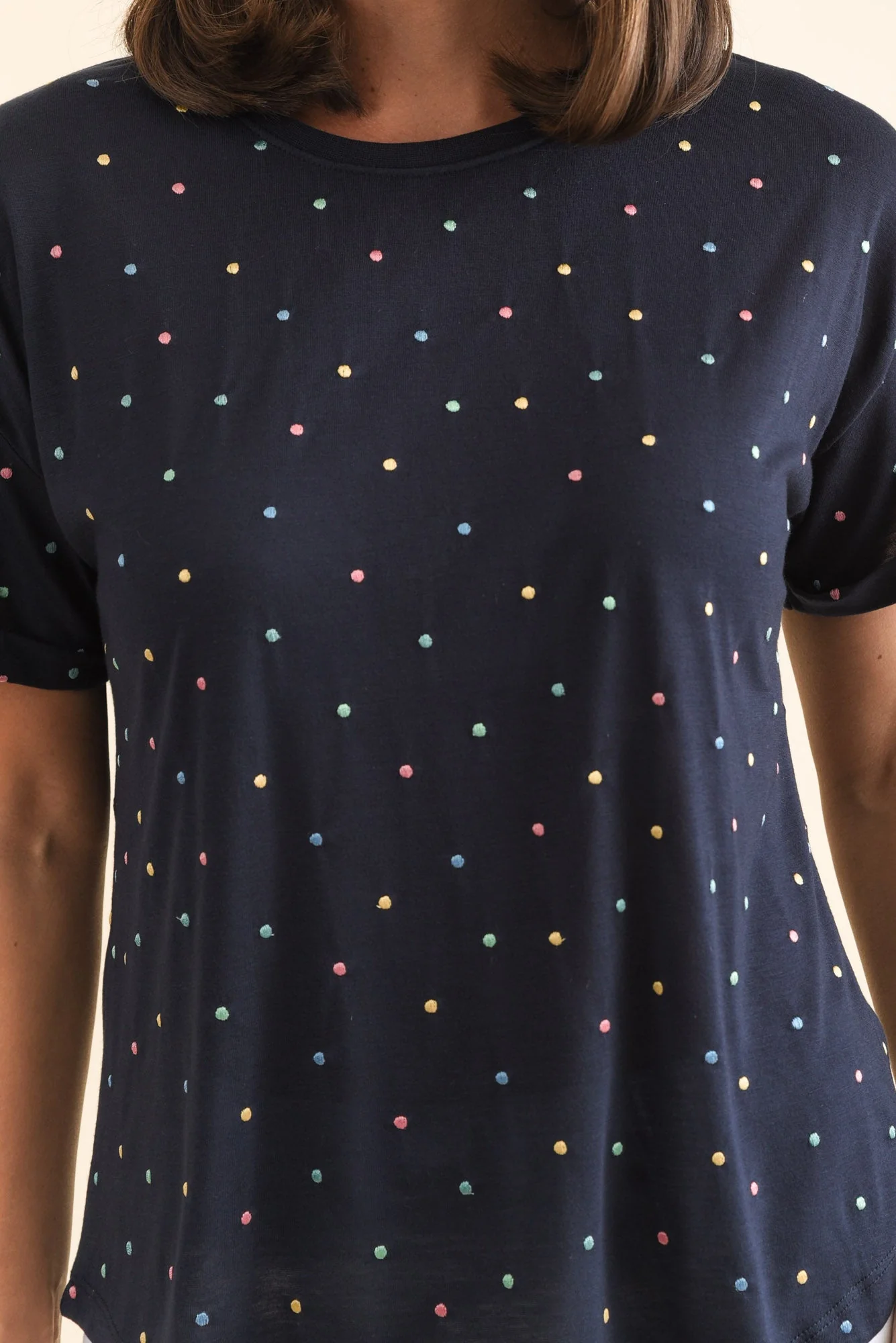 Festive Navy Spot Tee - Image 5