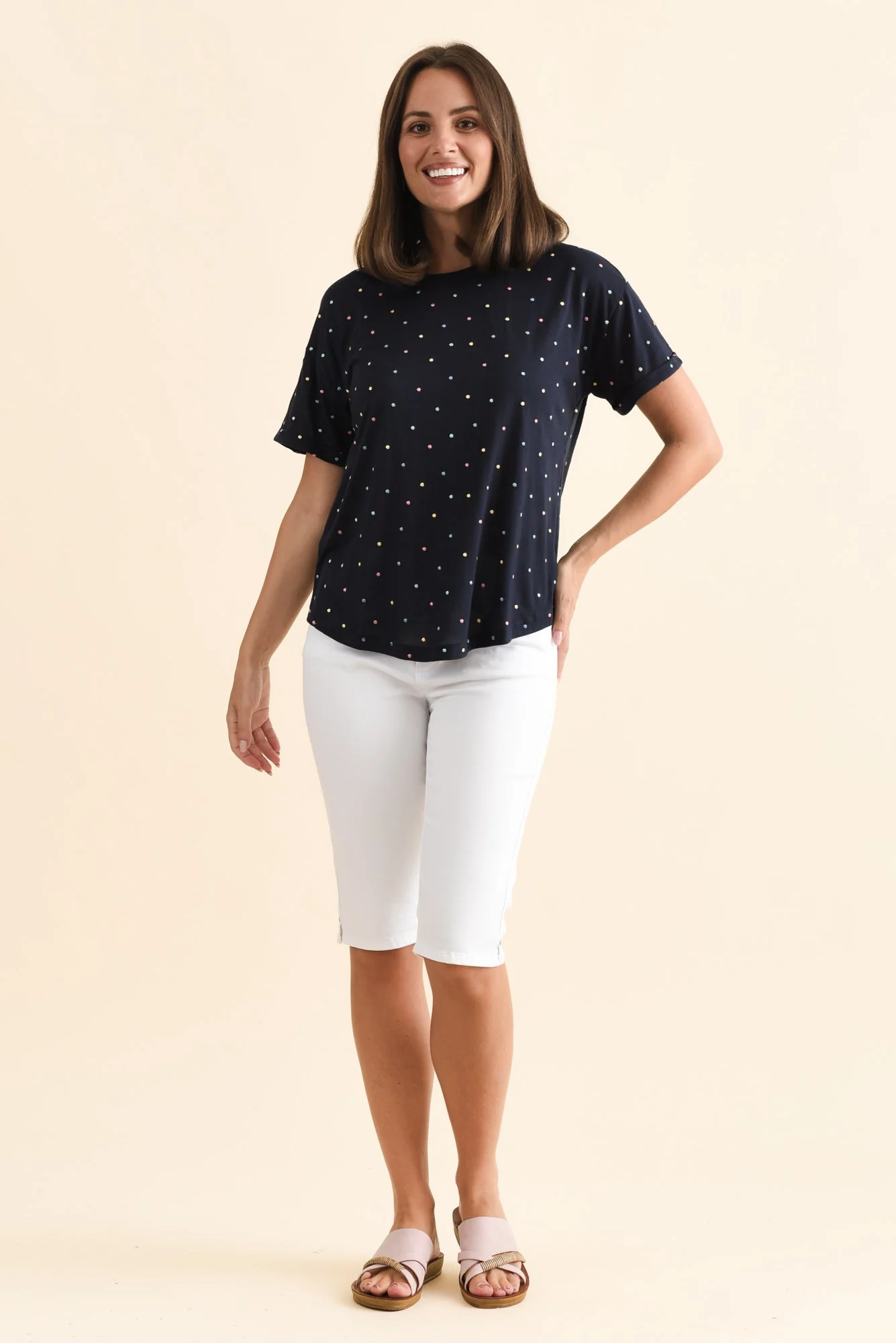 Festive Navy Spot Tee - Image 6