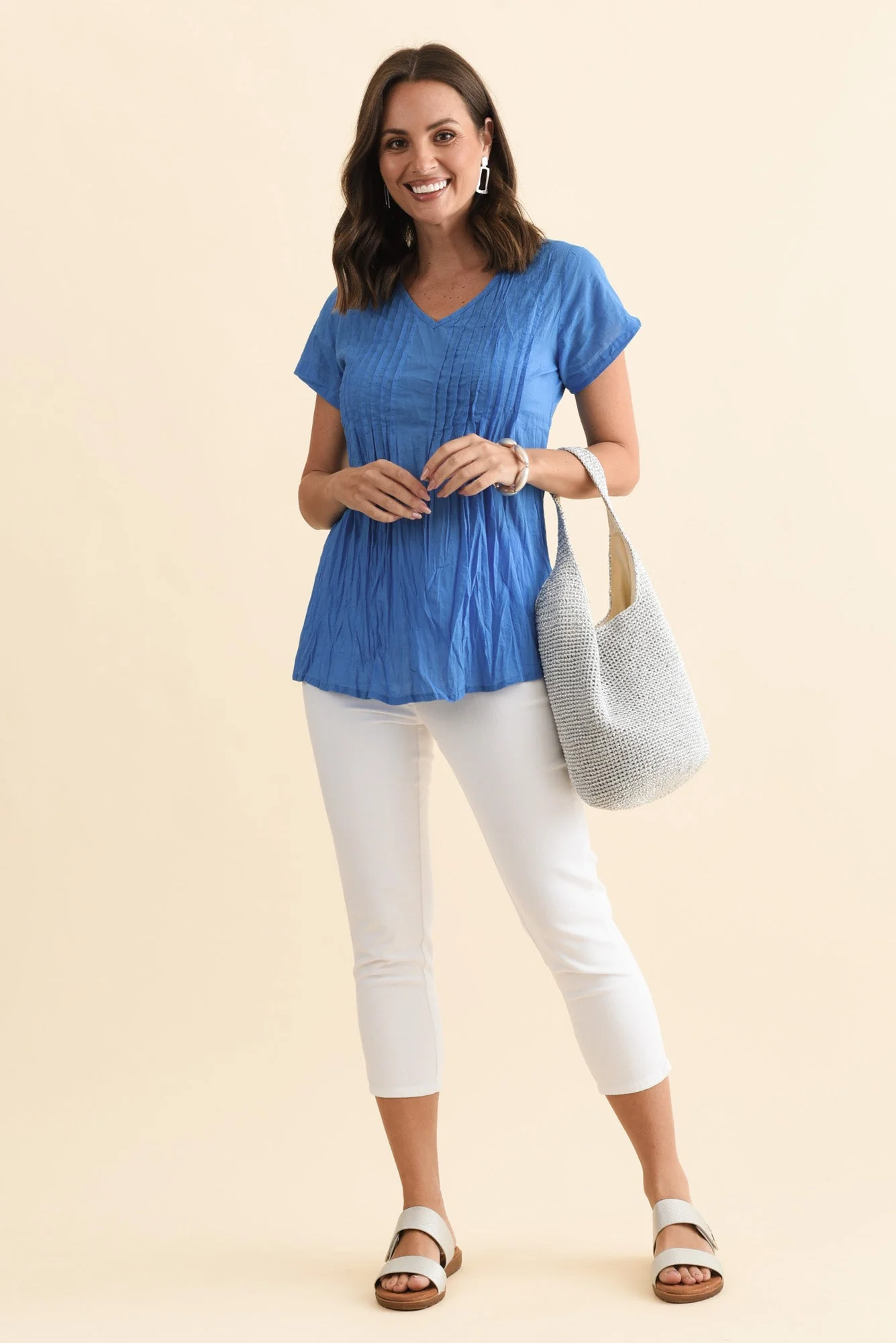 Fia Cobalt Crinkle Cotton Top - Image 2