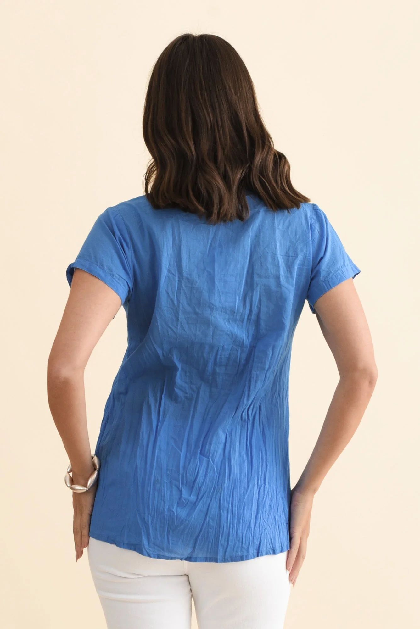 Fia Cobalt Crinkle Cotton Top - Image 4