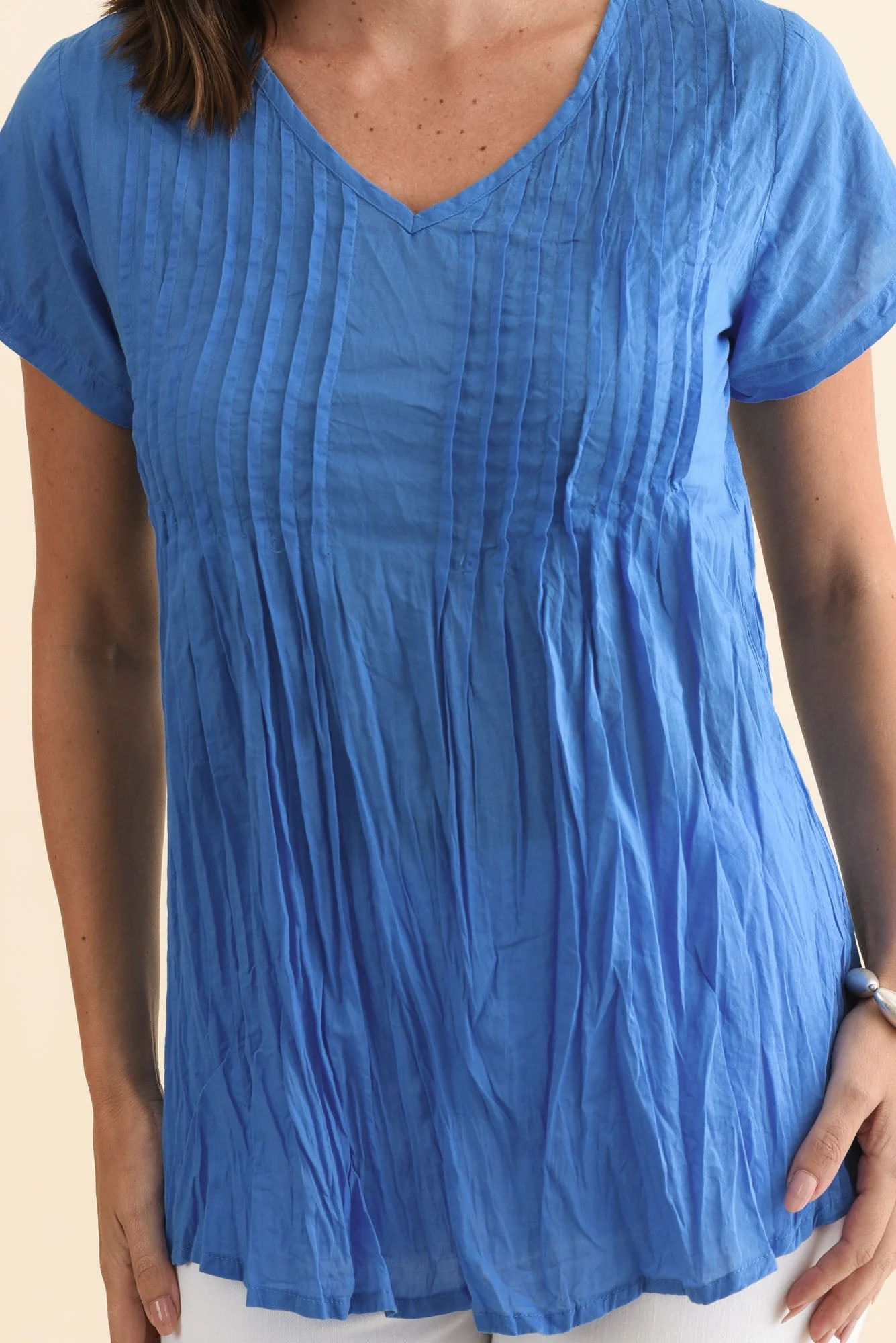 Fia Cobalt Crinkle Cotton Top - Image 5