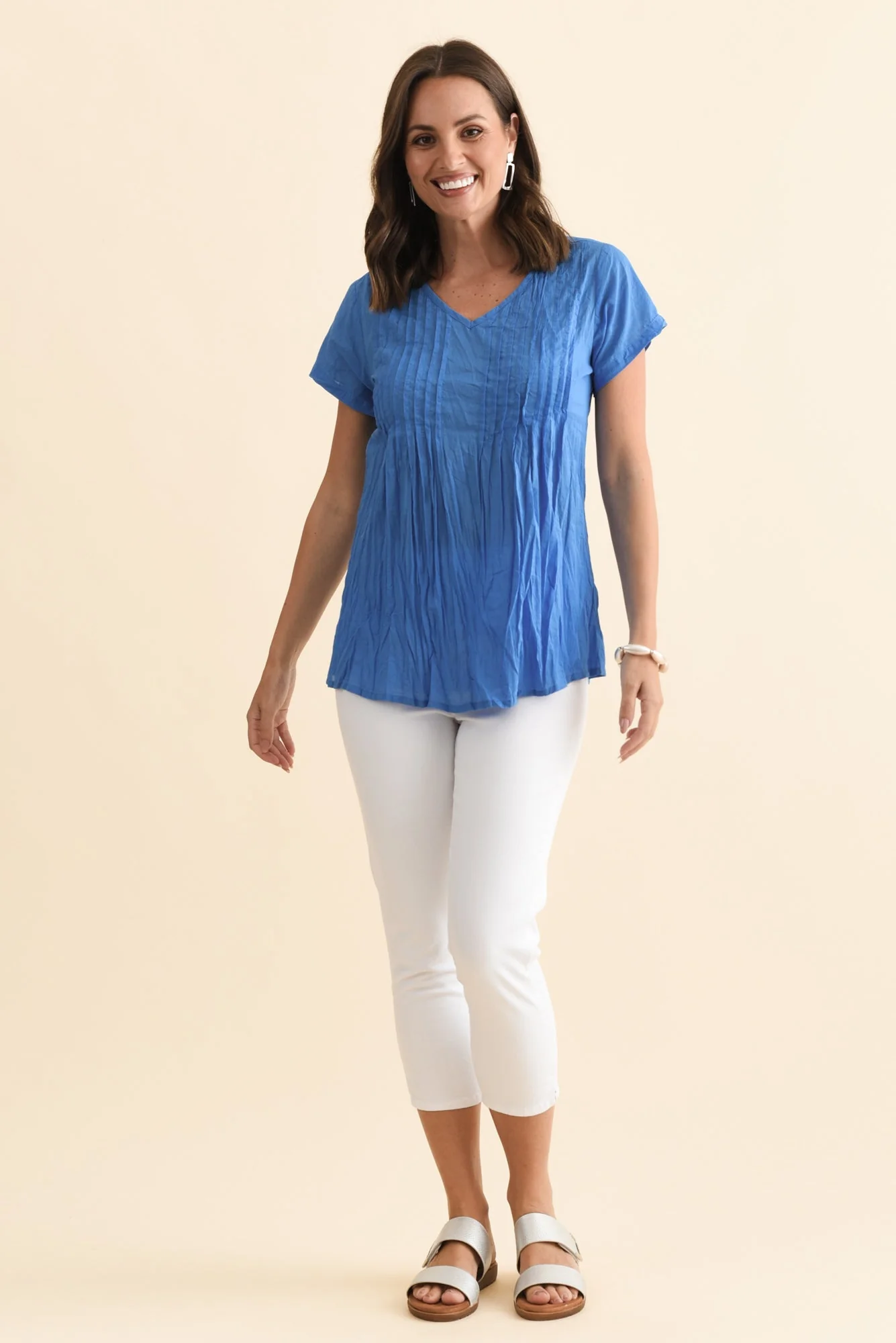 Fia Cobalt Crinkle Cotton Top - Image 6