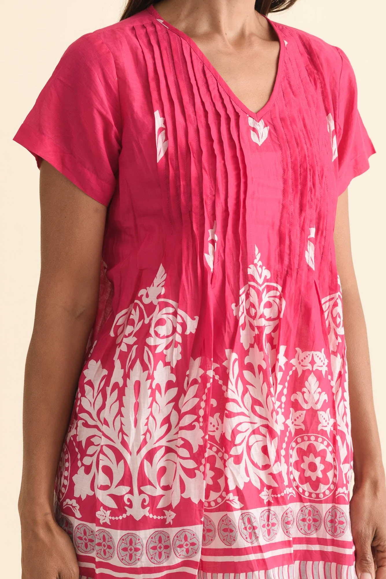 Fia Fuchsia Abstract Crinkle Cotton Top - Image 5