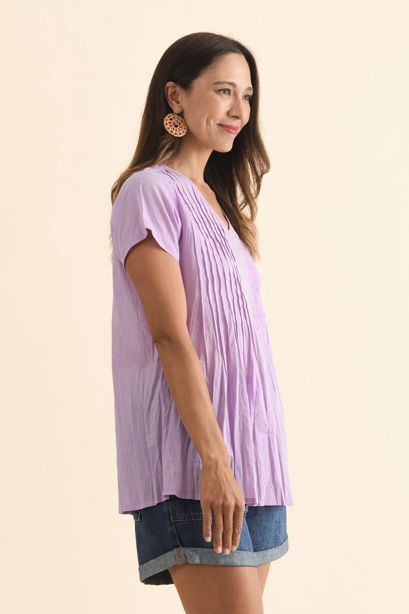 Fia Lilac Crinkle Cotton Top - Image 3
