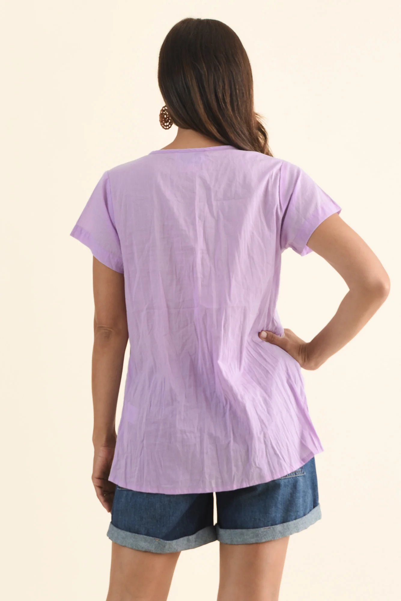Fia Lilac Crinkle Cotton Top - Image 4
