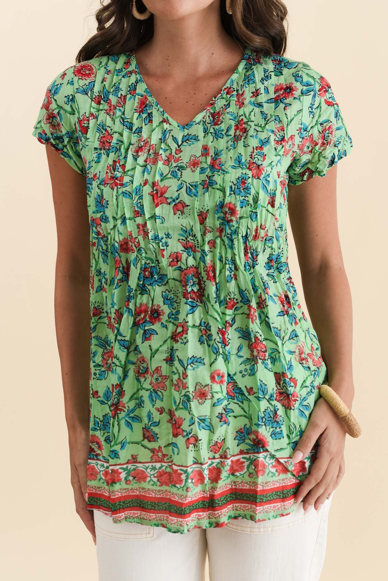 Fia Mint Garden Crinkle Cotton Top - Image 6