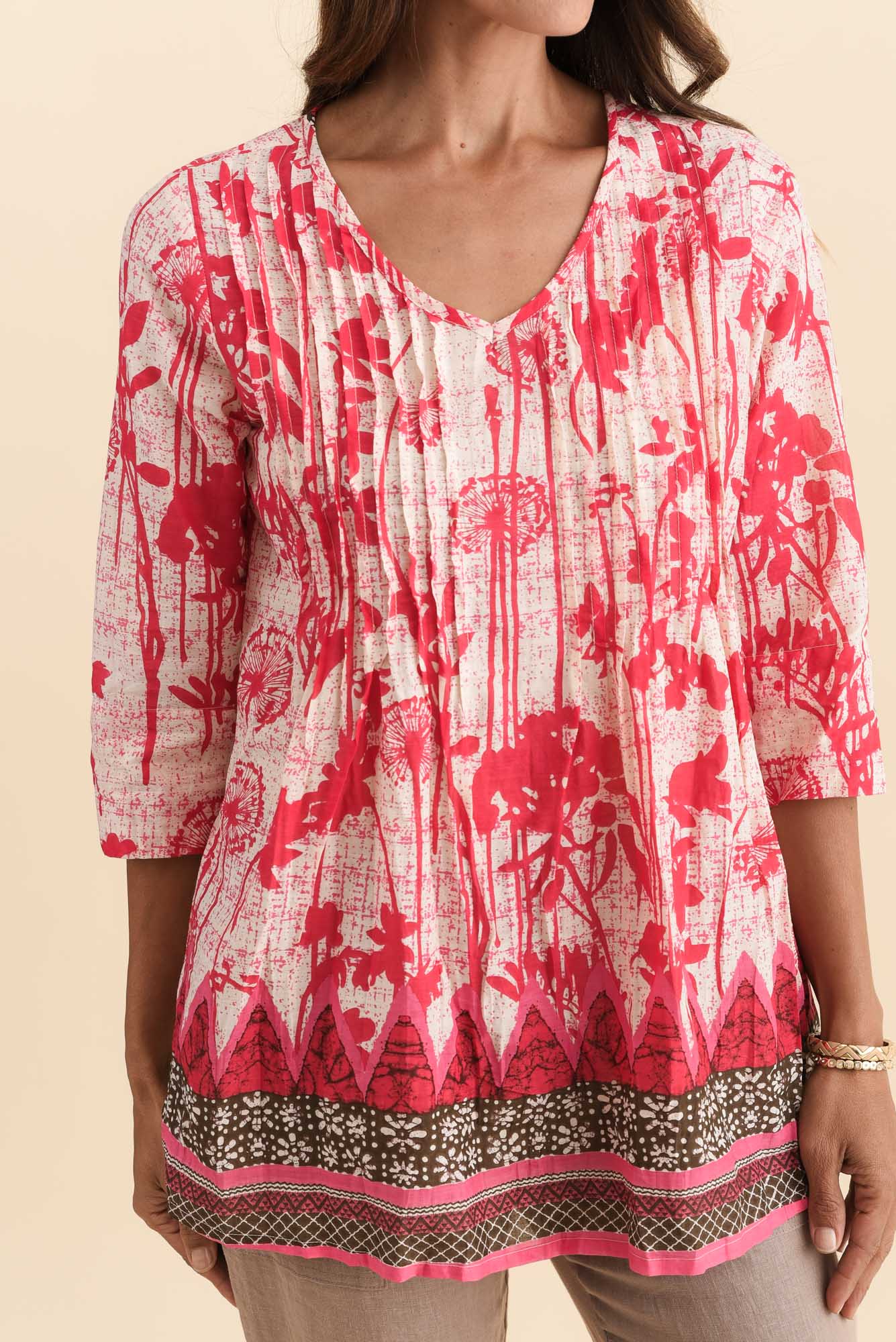 Fia Pink Dandelion Sleeved Crinkle Cotton Top - Image 6