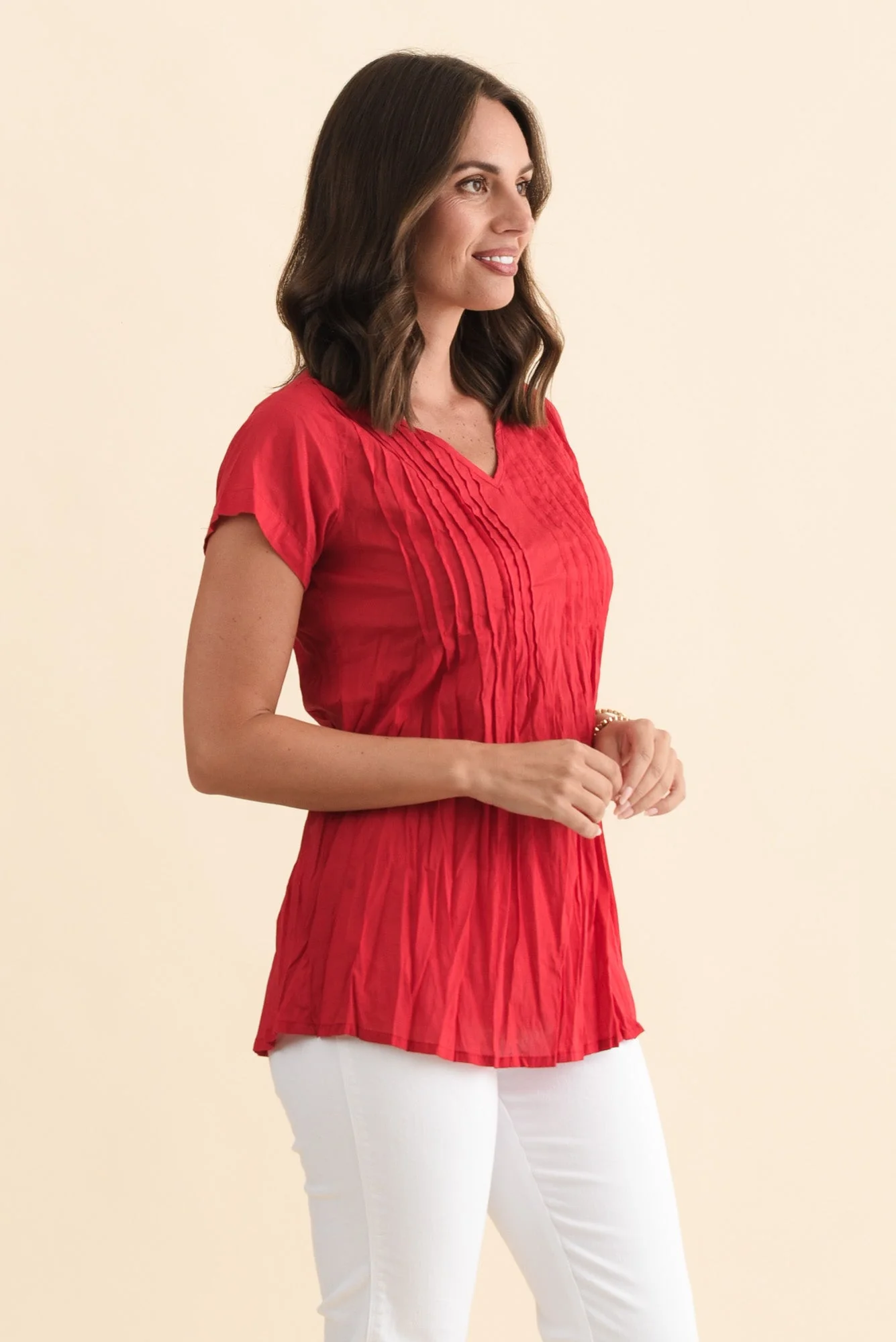 Fia Red Crinkle Cotton Top - Image 3