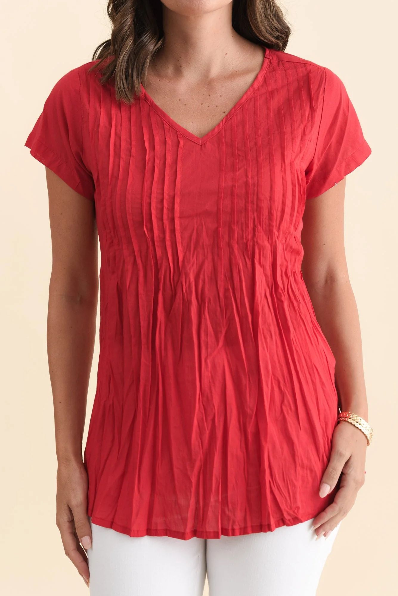 Fia Red Crinkle Cotton Top - Image 5