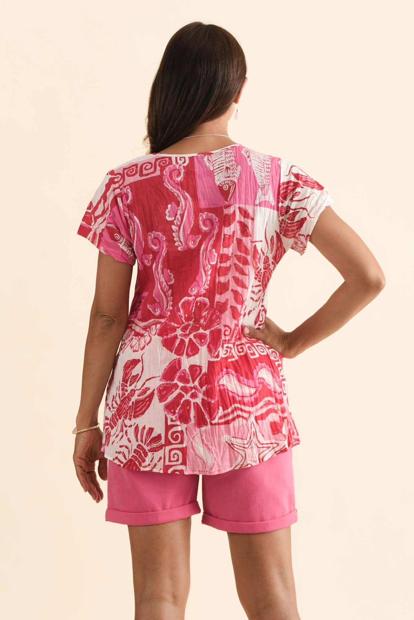 Fia Red Sea Crinkle Cotton Top - Image 4