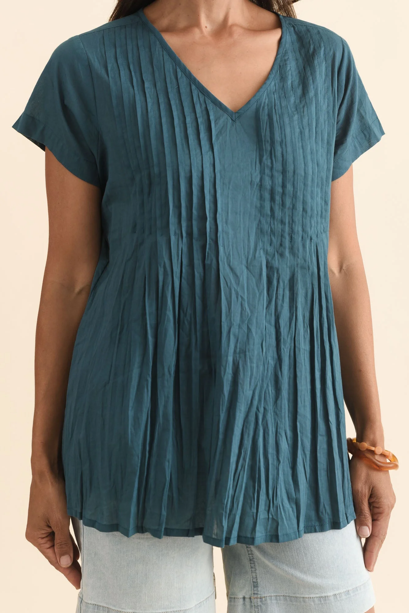 Fia Teal Crinkle Cotton Top - Image 5