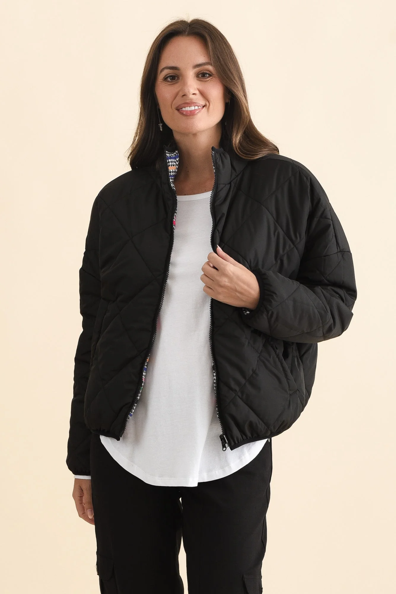 Finch Black Abstract Reversible Jacket - Image 2