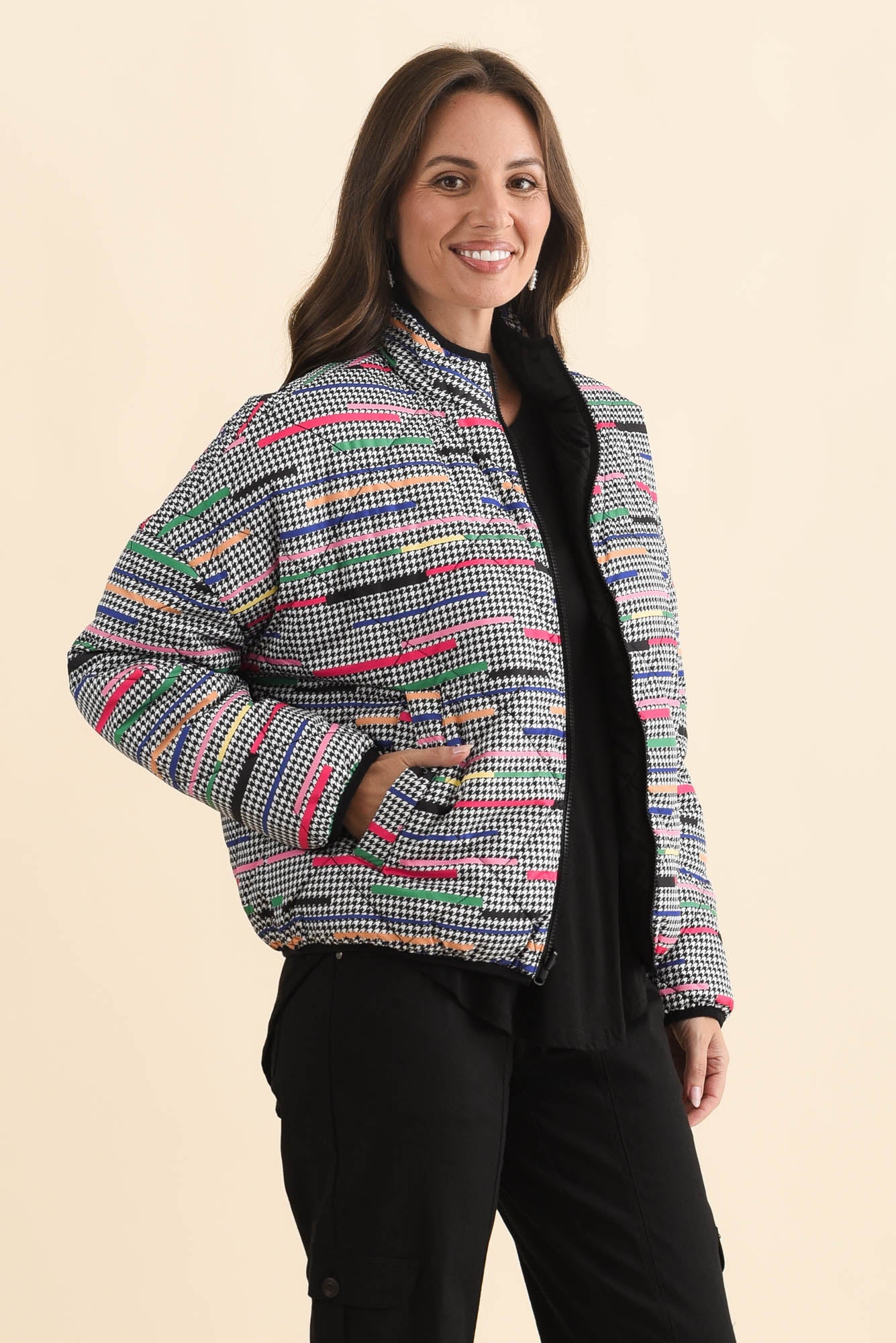 Finch Black Abstract Reversible Jacket - Image 4