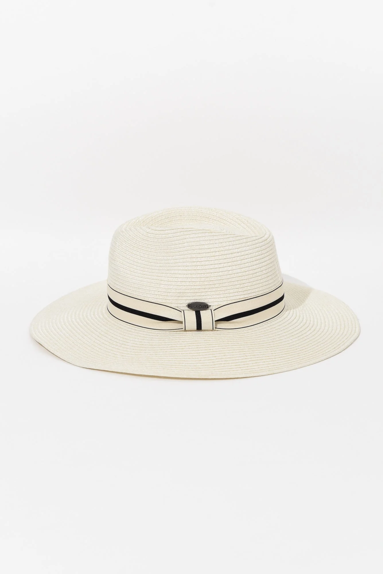 Fiona Ivory Stripe Wide Brim Travel Fedora - Image 2