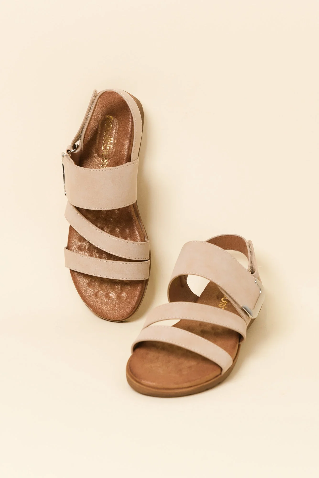 Flinders Beige Velcro Sandal - Image 2