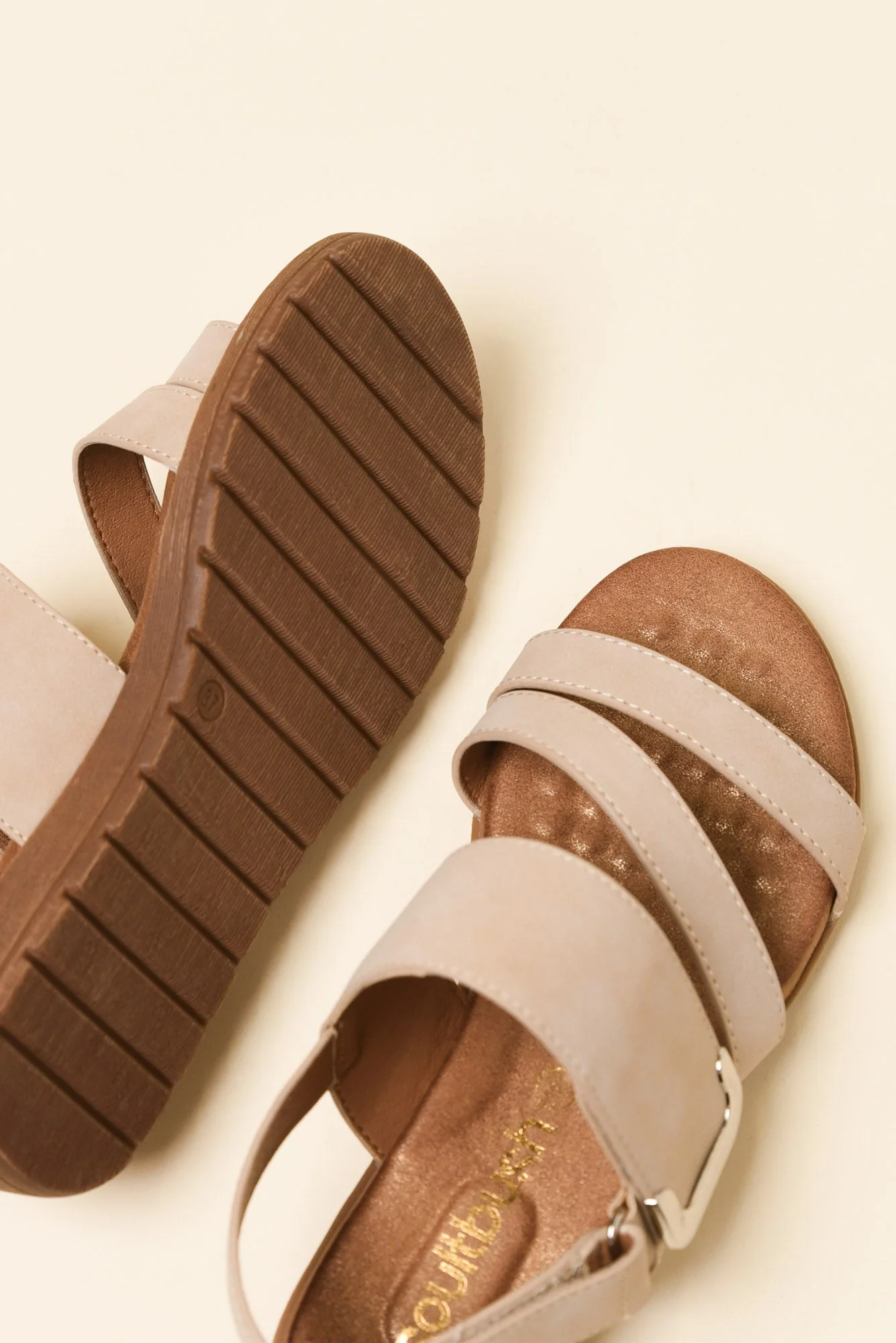 Flinders Beige Velcro Sandal - Image 3