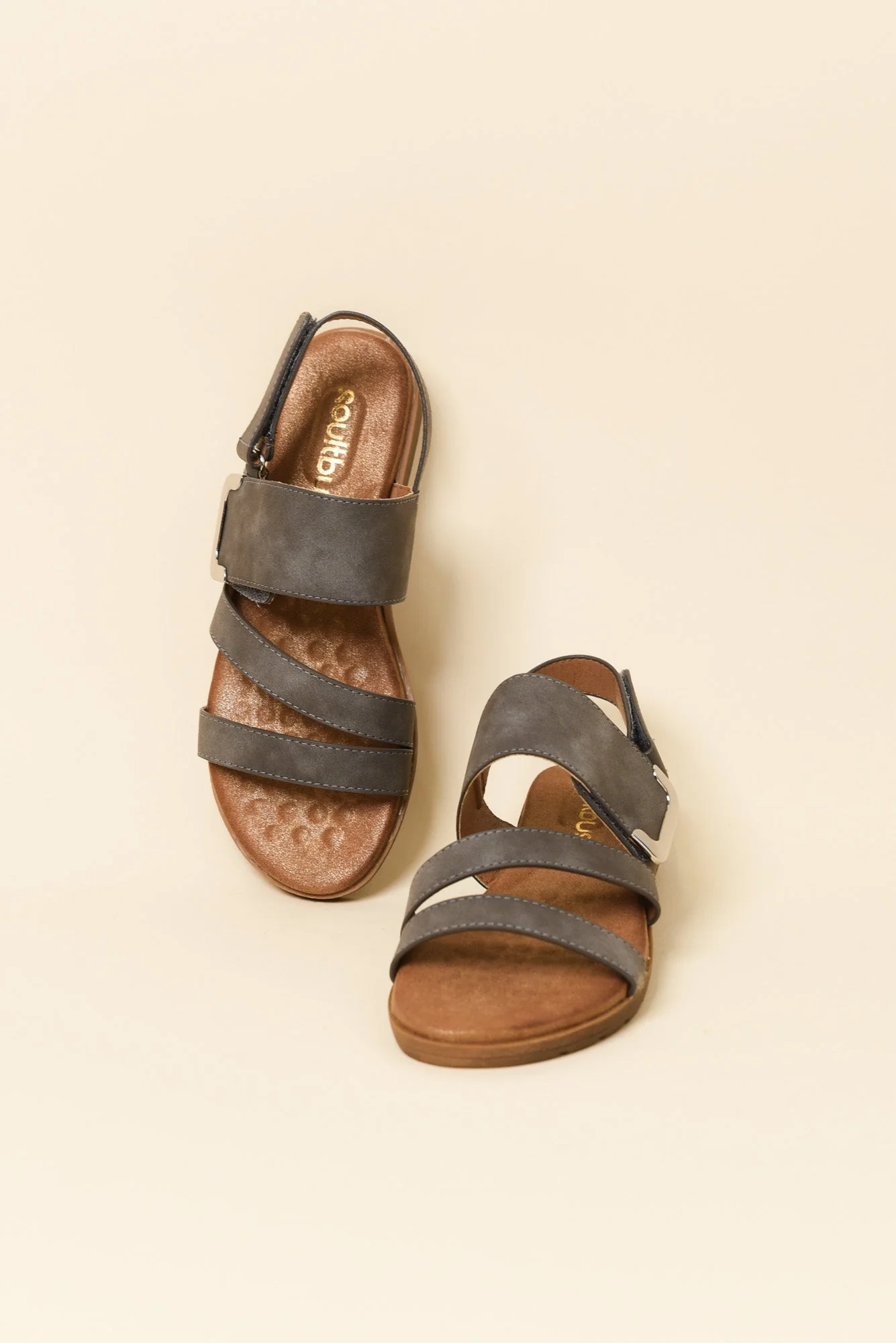 Flinders Dark Grey Velcro Sandal - Image 2