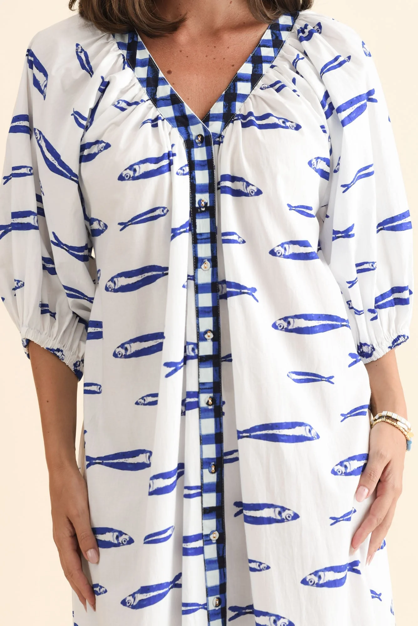 Florence Blue Sea Cotton Tie Dress - Image 5