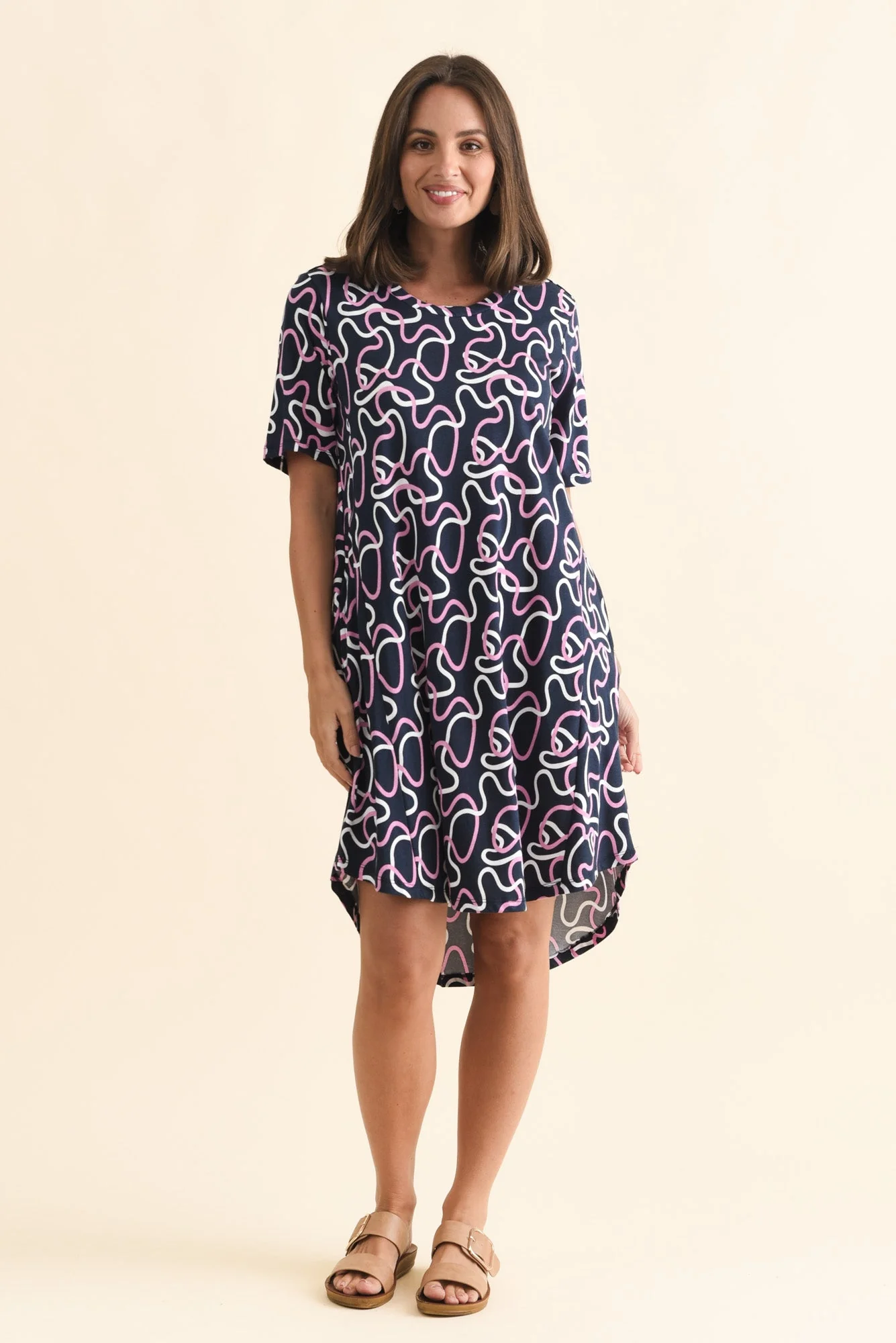 Florida Navy Abstract Cotton Tee Dress - Image 2
